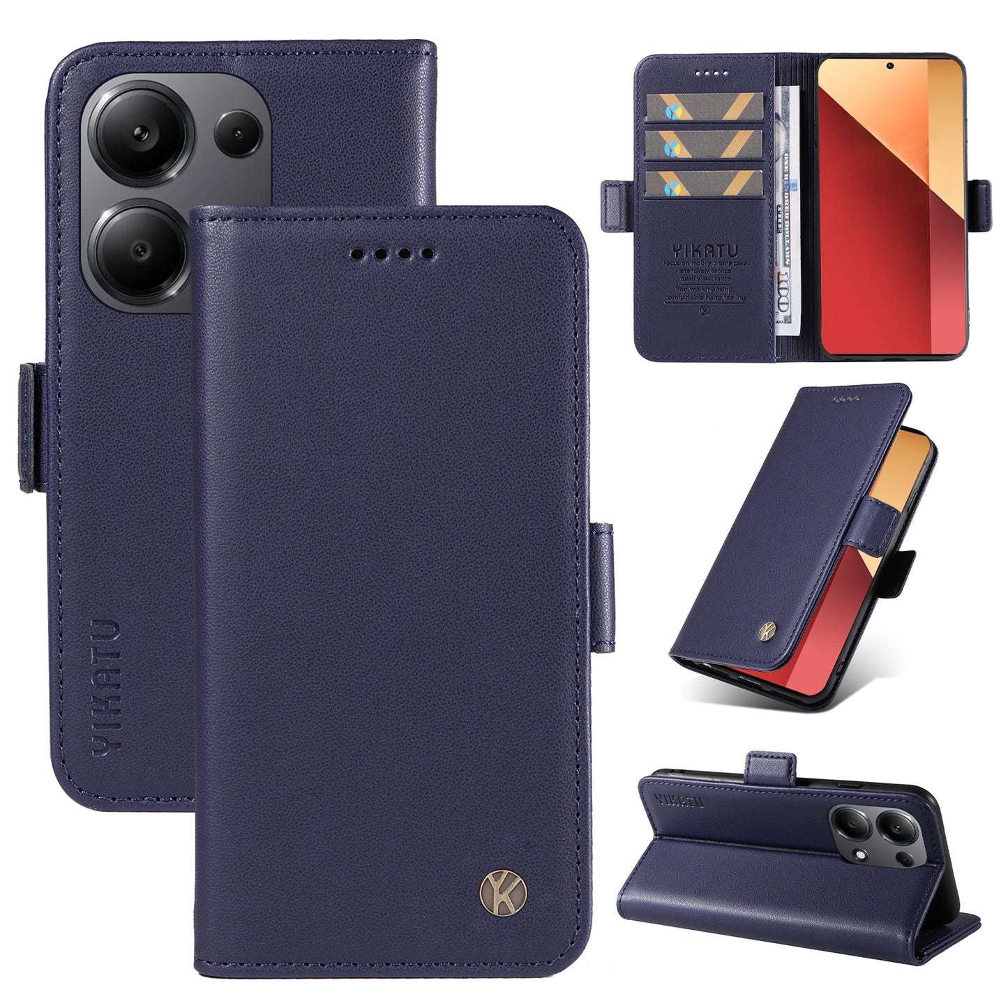 YIKATU YK-003 For Xiaomi Redmi Note 13 Pro 4G / Poco M6 Pro 4G Phone Case Stand Magnetic Protect Cover - Sapphire