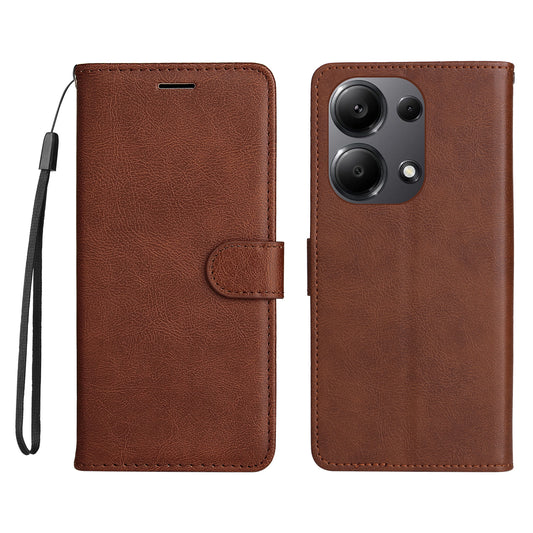 KT Leather Series-2 for Xiaomi Redmi Note 13 Pro 4G / Poco M6 Pro 4G Case Solid Color Leather Phone Shell - Brown