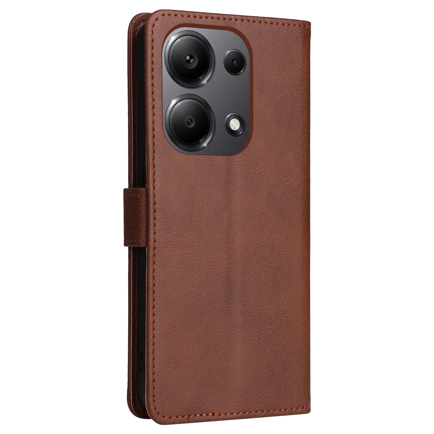 KT Leather Series-2 for Xiaomi Redmi Note 13 Pro 4G / Poco M6 Pro 4G Case Solid Color Leather Phone Shell - Brown