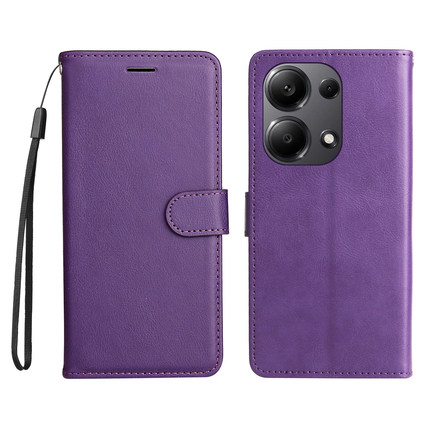 KT Leather Series-2 for Xiaomi Redmi Note 13 Pro 4G / Poco M6 Pro 4G Case Solid Color Leather Phone Shell - Purple
