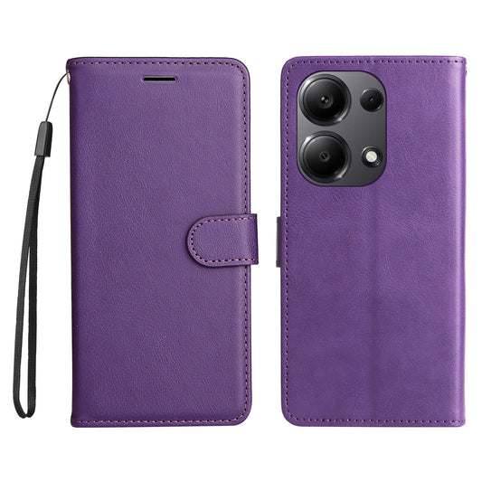 KT Leather Series-2 for Xiaomi Redmi Note 13 Pro 4G / Poco M6 Pro 4G Case Solid Color Leather Phone Shell - Purple