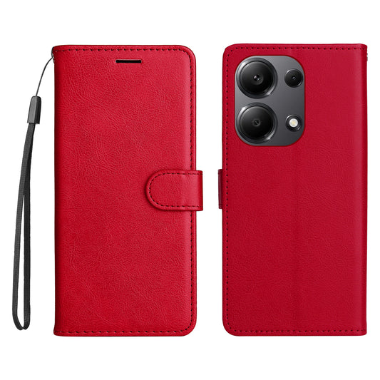 KT Leather Series-2 for Xiaomi Redmi Note 13 Pro 4G / Poco M6 Pro 4G Case Solid Color Leather Phone Shell - Red
