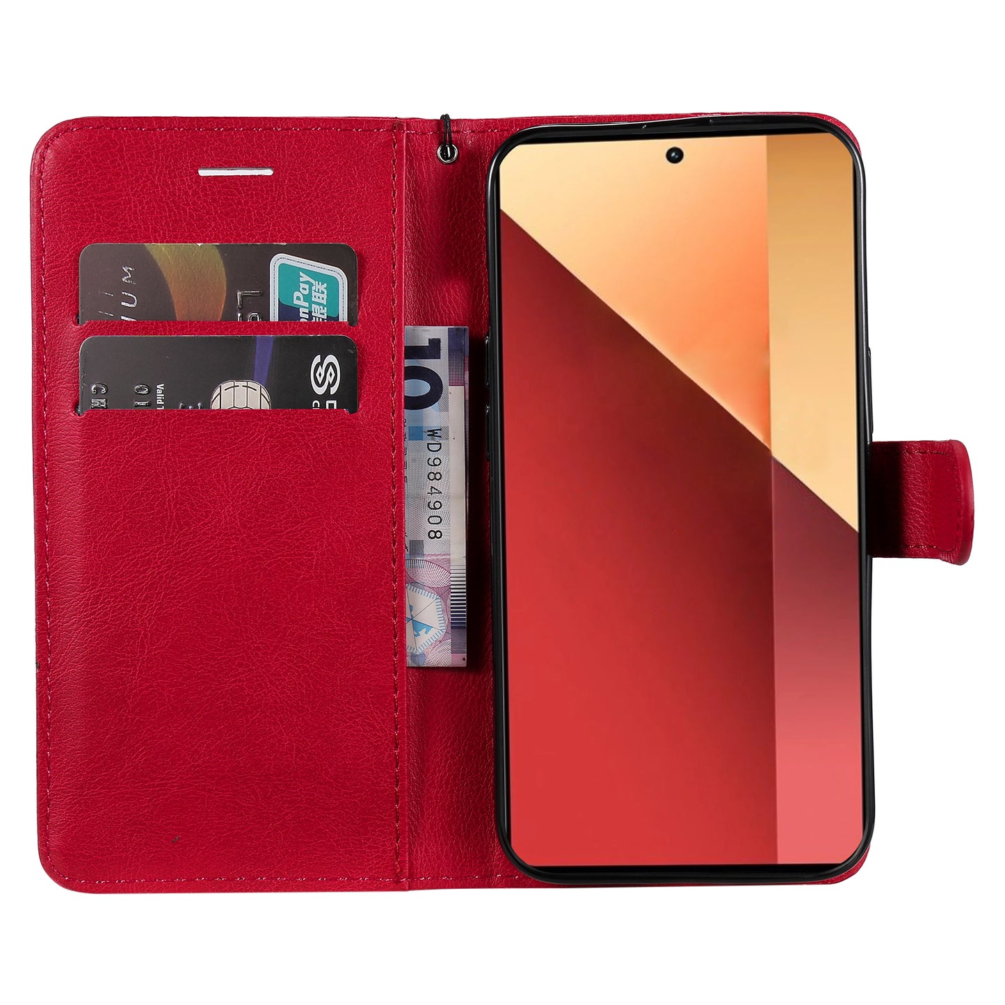 KT Leather Series-2 for Xiaomi Redmi Note 13 Pro 4G / Poco M6 Pro 4G Case Solid Color Leather Phone Shell - Red