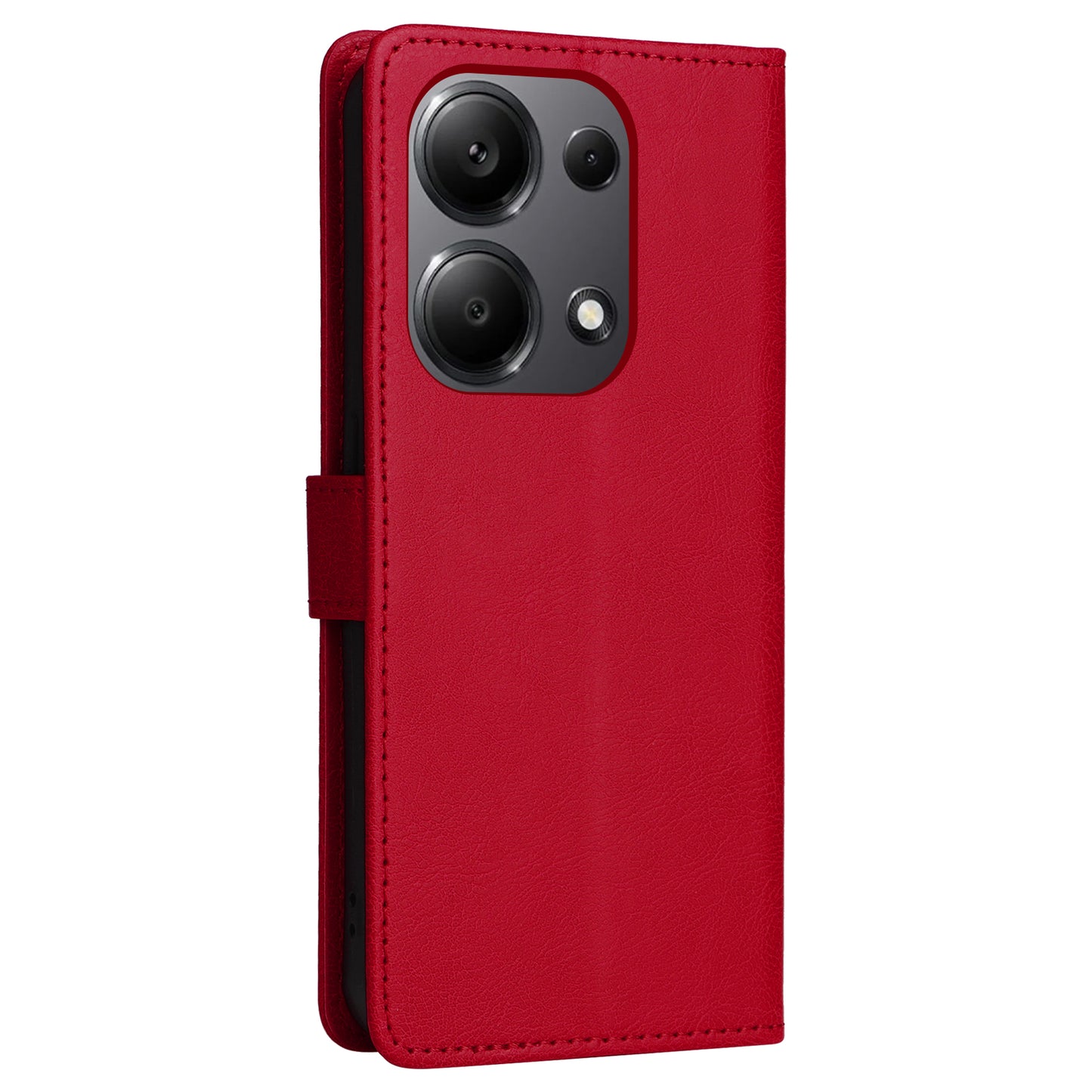 KT Leather Series-2 for Xiaomi Redmi Note 13 Pro 4G / Poco M6 Pro 4G Case Solid Color Leather Phone Shell - Red