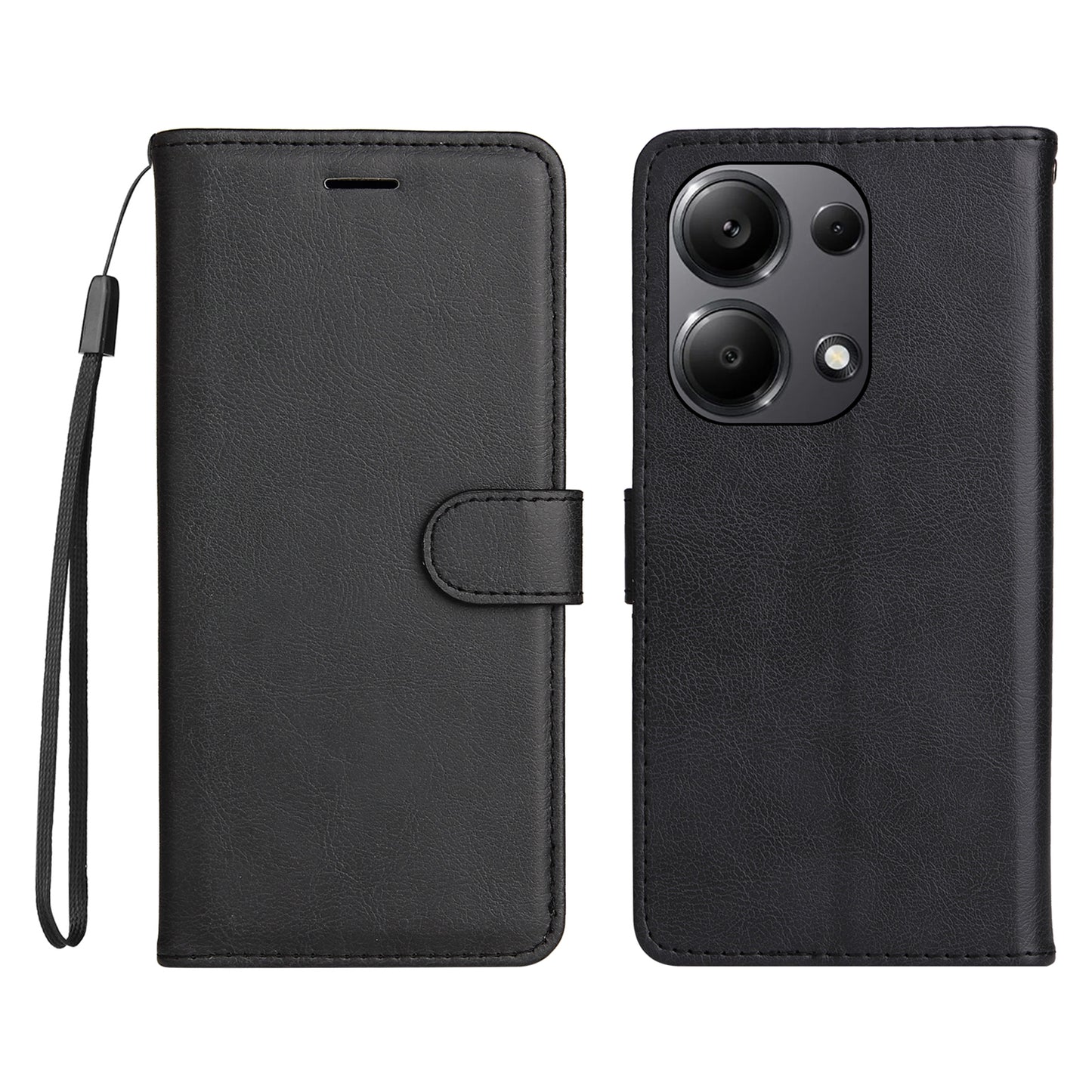KT Leather Series-2 for Xiaomi Redmi Note 13 Pro 4G / Poco M6 Pro 4G Case Solid Color Leather Phone Shell - Black
