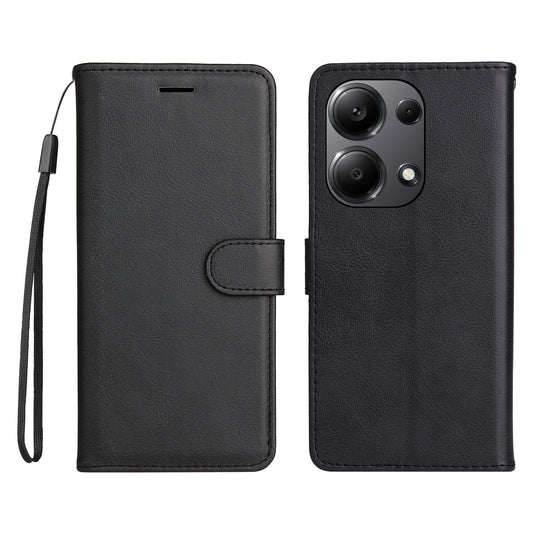 KT Leather Series-2 for Xiaomi Redmi Note 13 Pro 4G / Poco M6 Pro 4G Case Solid Color Leather Phone Shell - Black