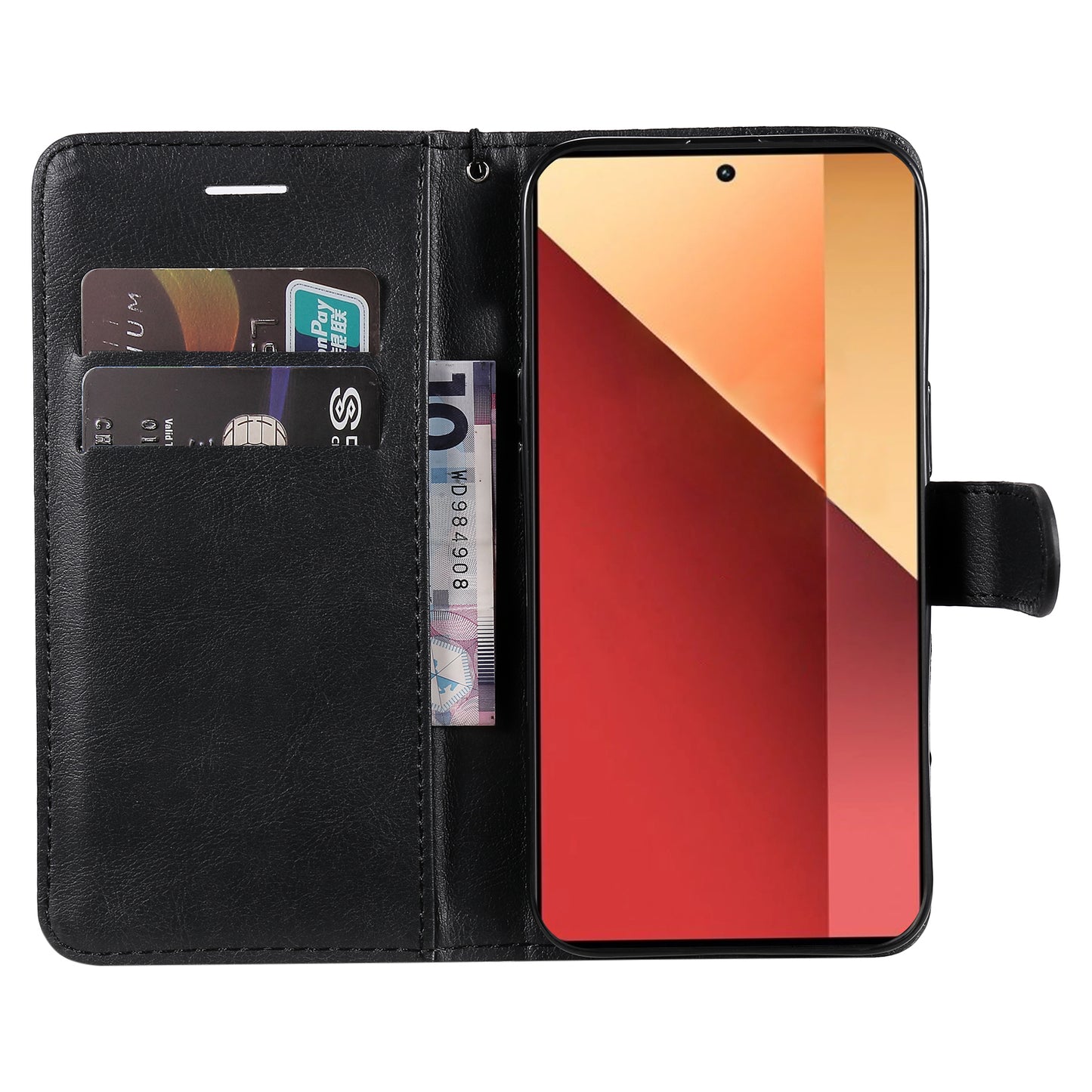 KT Leather Series-2 for Xiaomi Redmi Note 13 Pro 4G / Poco M6 Pro 4G Case Solid Color Leather Phone Shell - Black