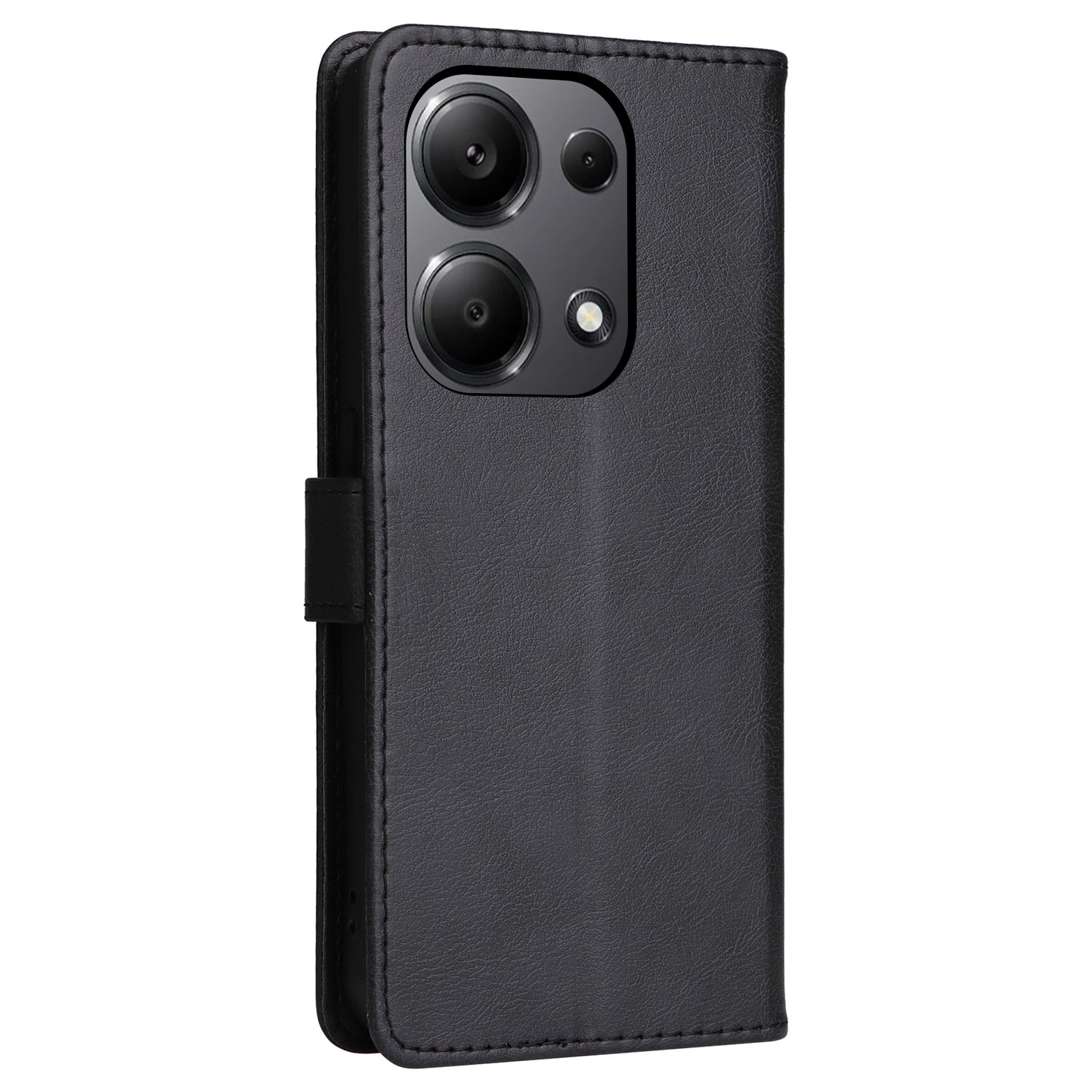 KT Leather Series-2 for Xiaomi Redmi Note 13 Pro 4G / Poco M6 Pro 4G Case Solid Color Leather Phone Shell - Black