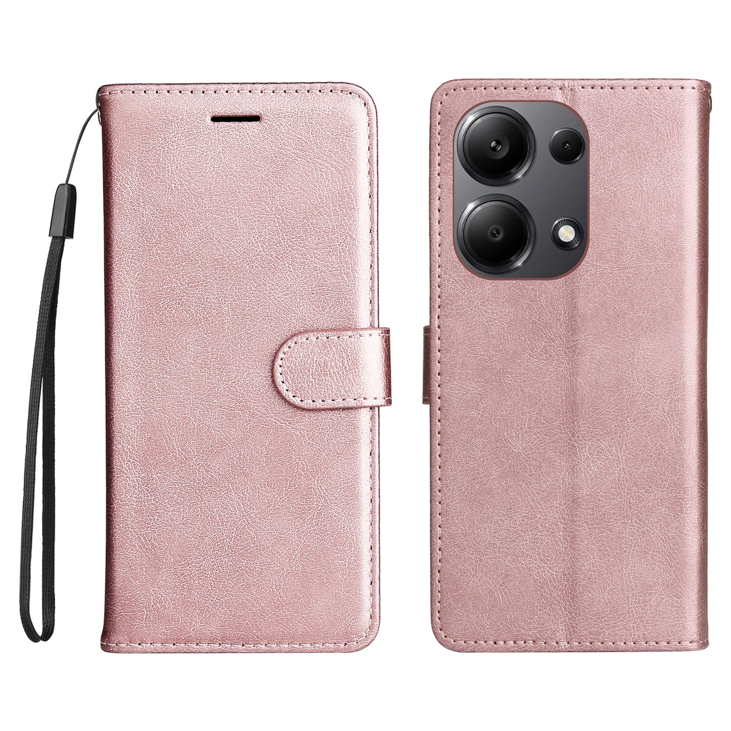 KT Leather Series-2 for Xiaomi Redmi Note 13 Pro 4G / Poco M6 Pro 4G Case Solid Color Leather Phone Shell - Rose Gold