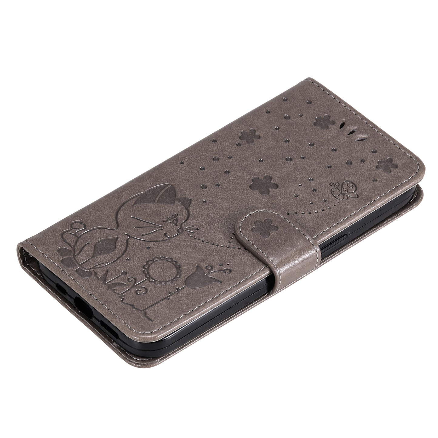 KT Imprinting Flower Series-4 For Xiaomi Redmi Note 13 Pro 4G / Poco M6 Pro 4G Phone Case with Cat Bee Pattern - Grey