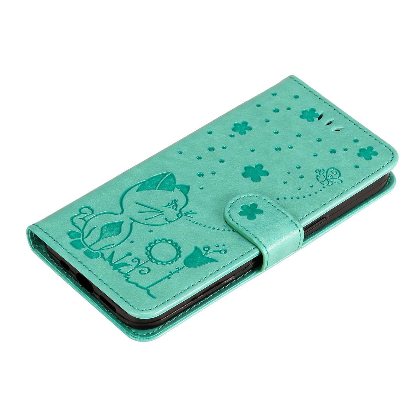 KT Imprinting Flower Series-4 For Xiaomi Redmi Note 13 Pro 4G / Poco M6 Pro 4G Phone Case with Cat Bee Pattern - Green