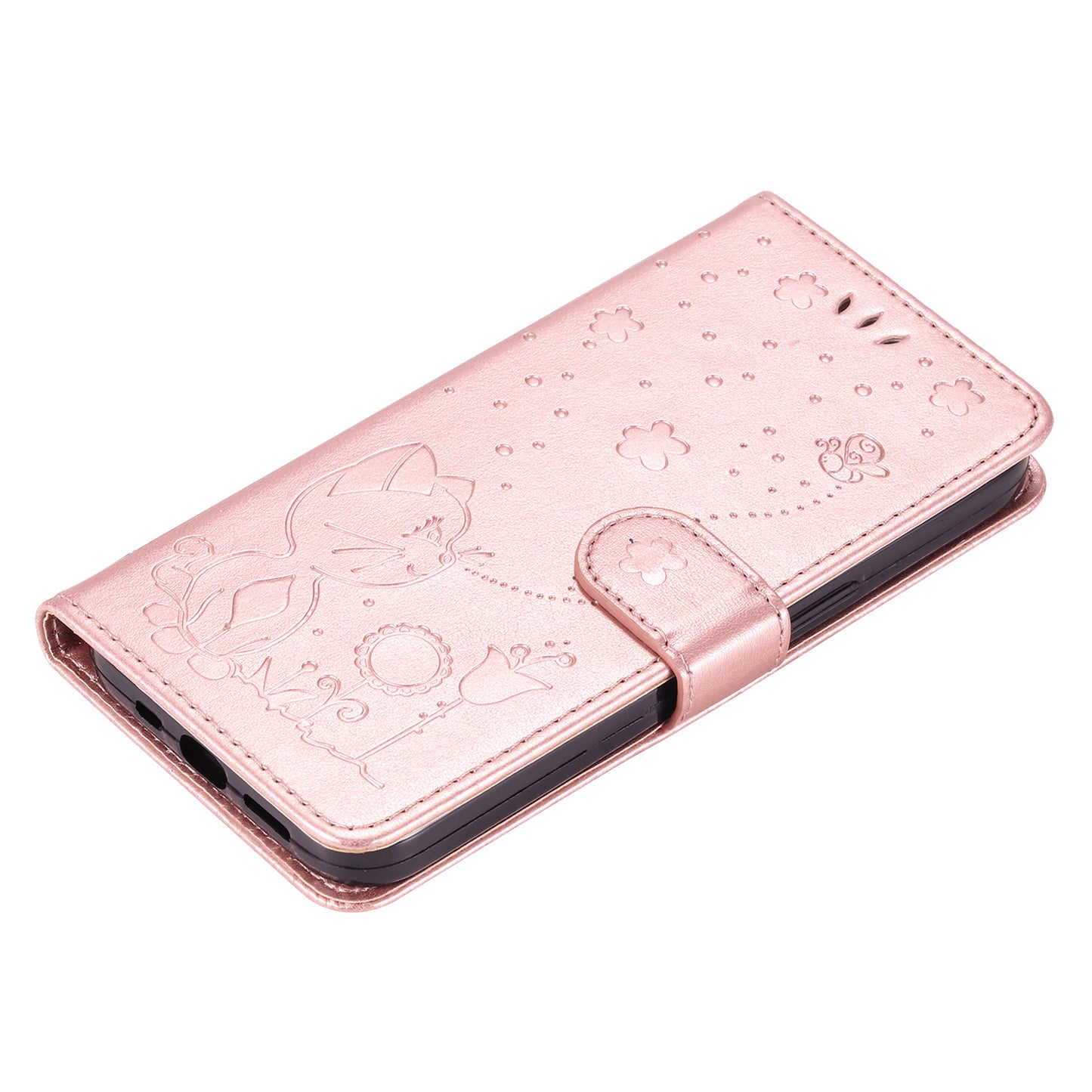 KT Imprinting Flower Series-4 For Xiaomi Redmi Note 13 Pro 4G / Poco M6 Pro 4G Phone Case with Cat Bee Pattern - Rose Gold