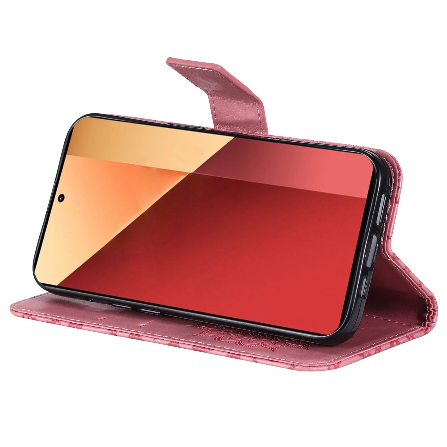 KT Imprinting Flower Series-1 For Xiaomi Redmi Note 13 Pro 4G / Poco M6 Pro 4G Case Sunflower Stand Cover - Pink
