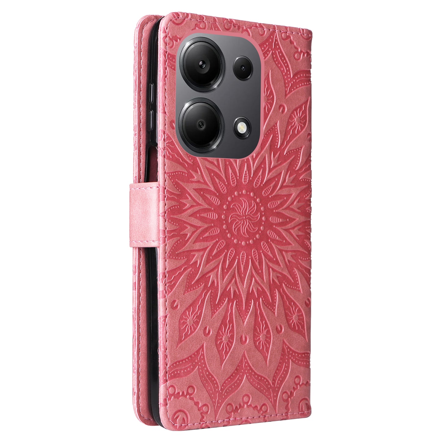 KT Imprinting Flower Series-1 For Xiaomi Redmi Note 13 Pro 4G / Poco M6 Pro 4G Case Sunflower Stand Cover - Pink