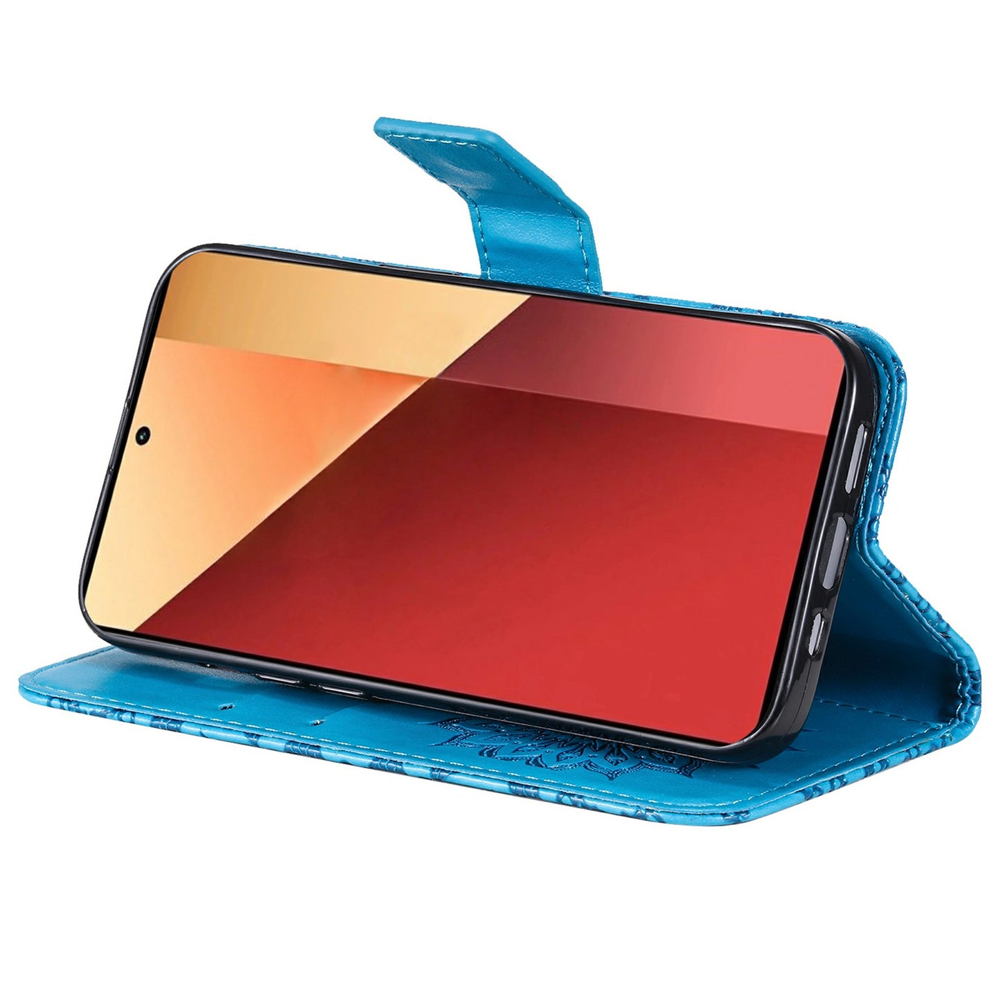 KT Imprinting Flower Series-1 For Xiaomi Redmi Note 13 Pro 4G / Poco M6 Pro 4G Case Sunflower Stand Cover - Blue