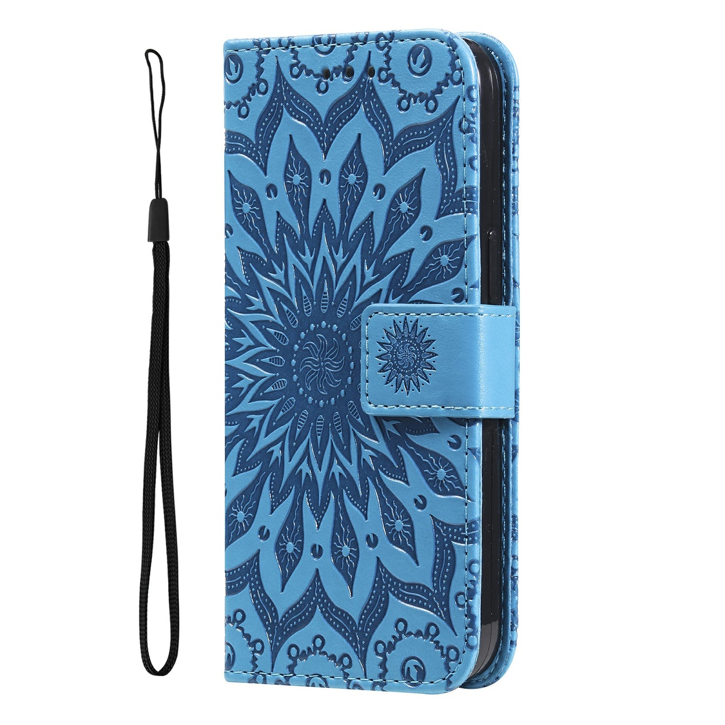 KT Imprinting Flower Series-1 For Xiaomi Redmi Note 13 Pro 4G / Poco M6 Pro 4G Case Sunflower Stand Cover - Blue