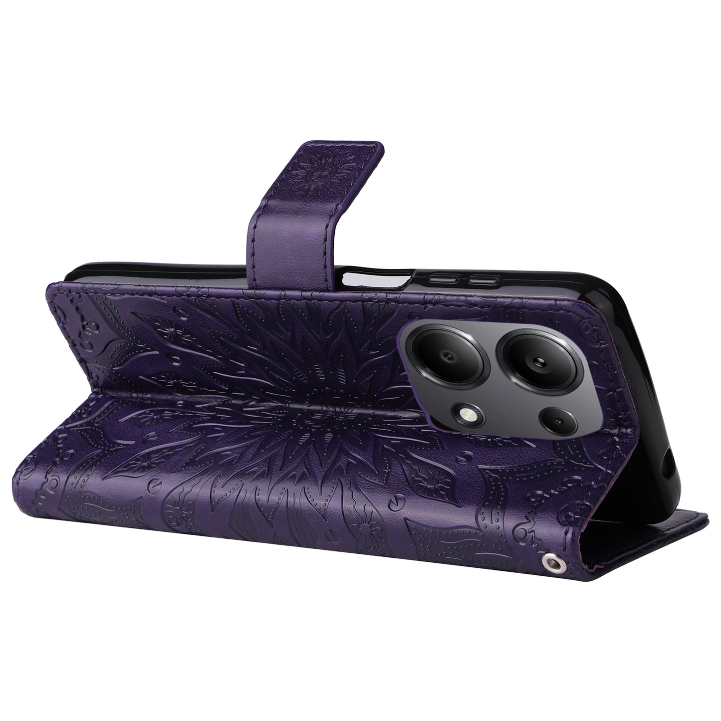 KT Imprinting Flower Series-1 For Xiaomi Redmi Note 13 Pro 4G / Poco M6 Pro 4G Case Sunflower Stand Cover - Purple