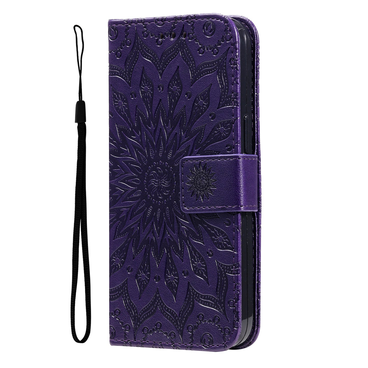 KT Imprinting Flower Series-1 For Xiaomi Redmi Note 13 Pro 4G / Poco M6 Pro 4G Case Sunflower Stand Cover - Purple