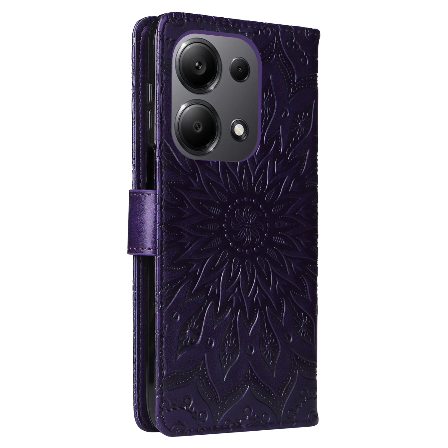 KT Imprinting Flower Series-1 For Xiaomi Redmi Note 13 Pro 4G / Poco M6 Pro 4G Case Sunflower Stand Cover - Purple