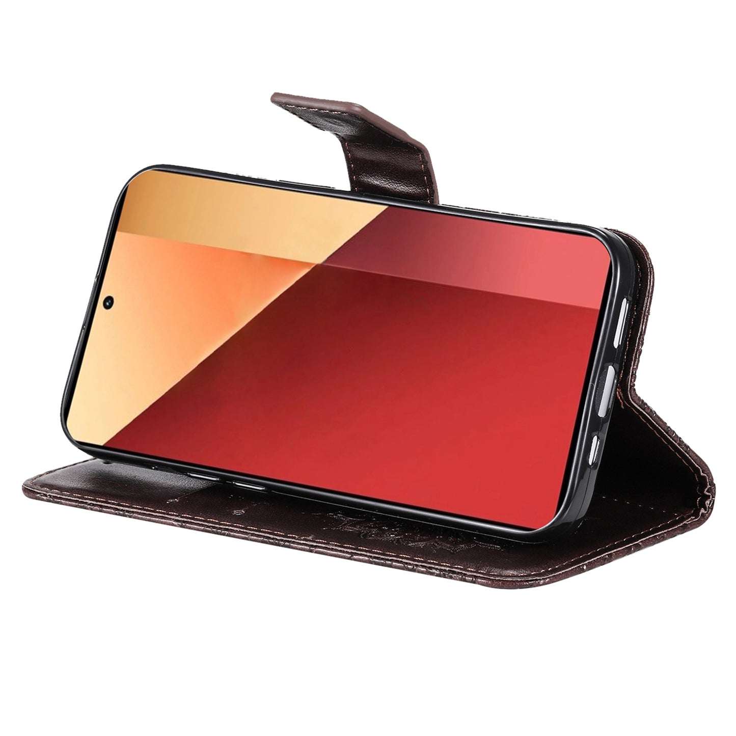 KT Imprinting Flower Series-1 For Xiaomi Redmi Note 13 Pro 4G / Poco M6 Pro 4G Case Sunflower Stand Cover - Brown