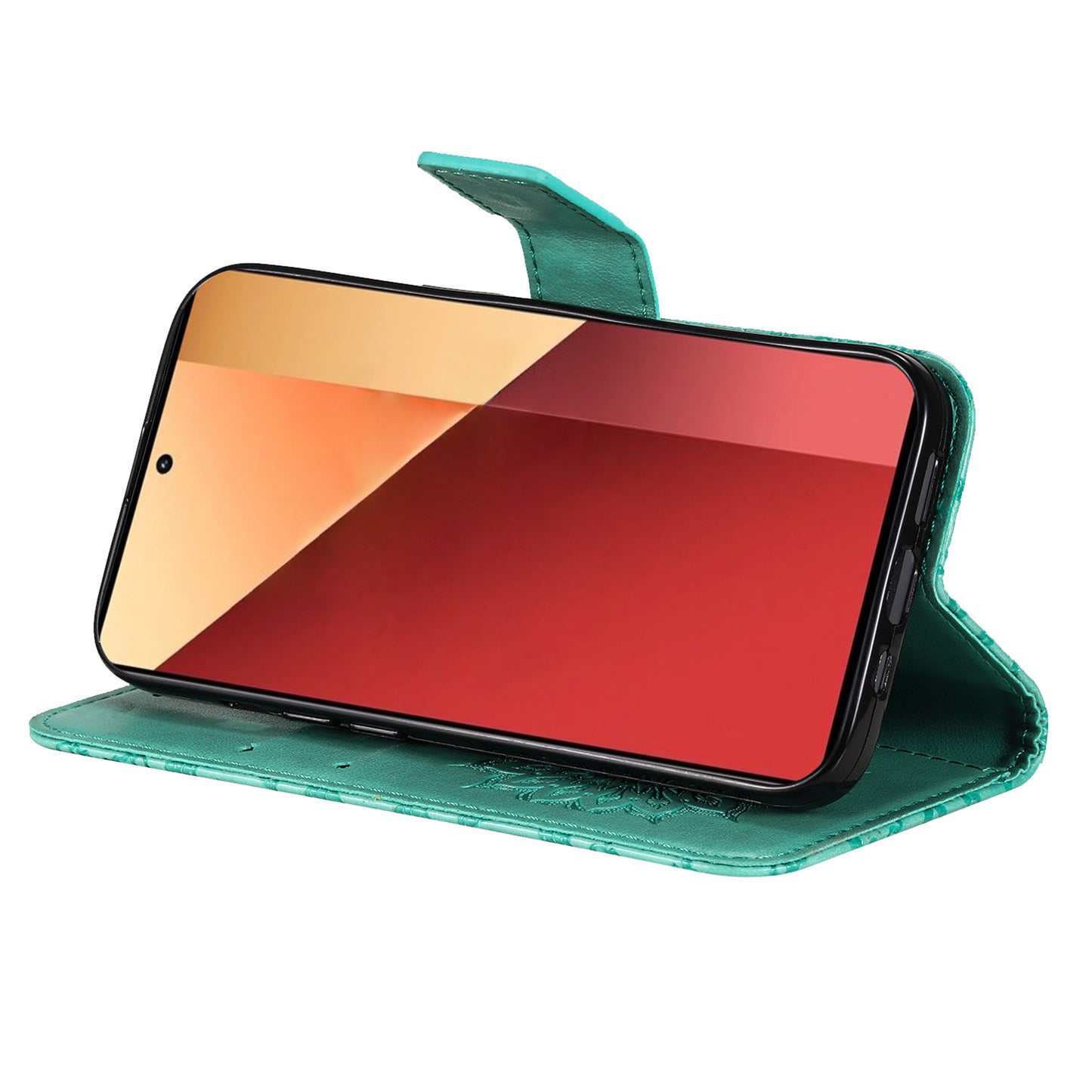 KT Imprinting Flower Series-1 For Xiaomi Redmi Note 13 Pro 4G / Poco M6 Pro 4G Case Sunflower Stand Cover - Green