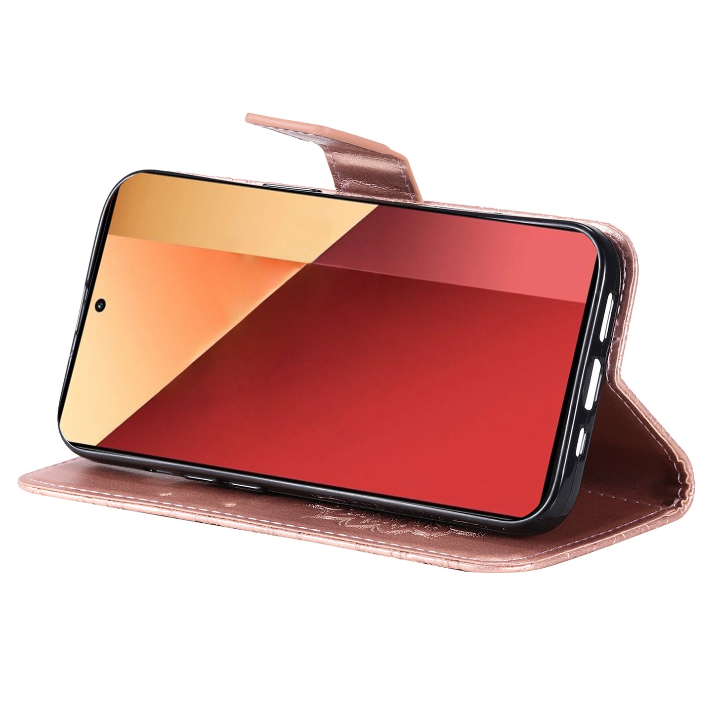 KT Imprinting Flower Series-1 For Xiaomi Redmi Note 13 Pro 4G / Poco M6 Pro 4G Case Sunflower Stand Cover - Rose Gold