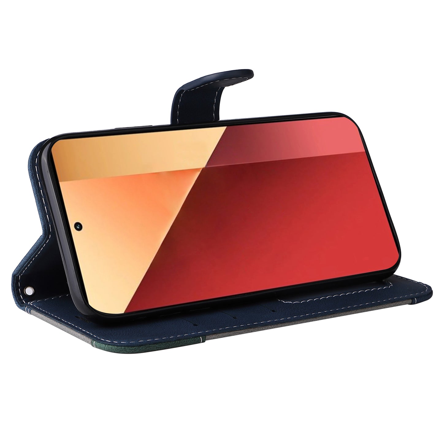 For Xiaomi Redmi Note 13 Pro 4G / Poco M6 Pro 4G Phone Case Three-color Splicing Stand Cover - Black