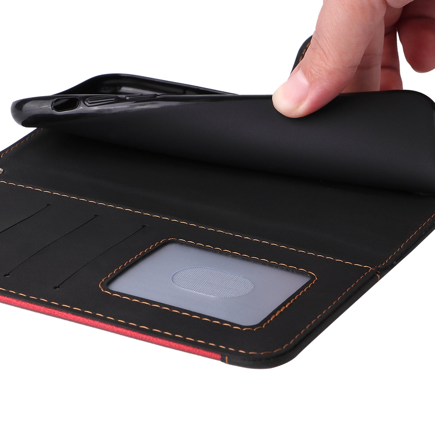 For Xiaomi Redmi Note 13 Pro 4G / Poco M6 Pro 4G Phone Case Three-color Splicing Stand Cover - Black