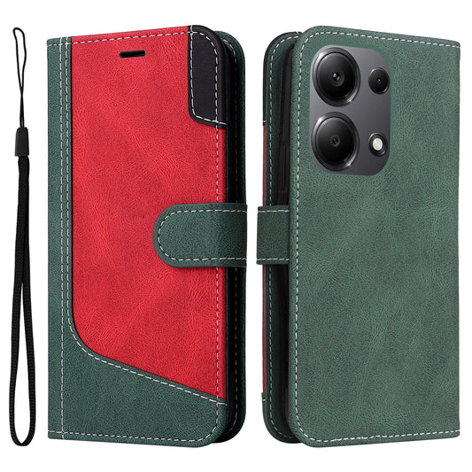 For Xiaomi Redmi Note 13 Pro 4G / Poco M6 Pro 4G Phone Case Three-color Splicing Stand Cover - Green