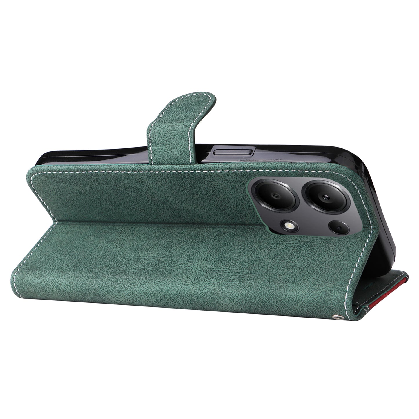 For Xiaomi Redmi Note 13 Pro 4G / Poco M6 Pro 4G Phone Case Three-color Splicing Stand Cover - Green