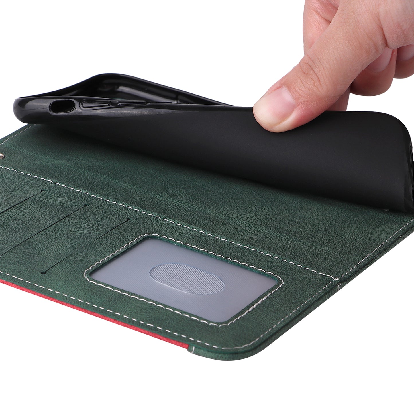 For Xiaomi Redmi Note 13 Pro 4G / Poco M6 Pro 4G Phone Case Three-color Splicing Stand Cover - Green