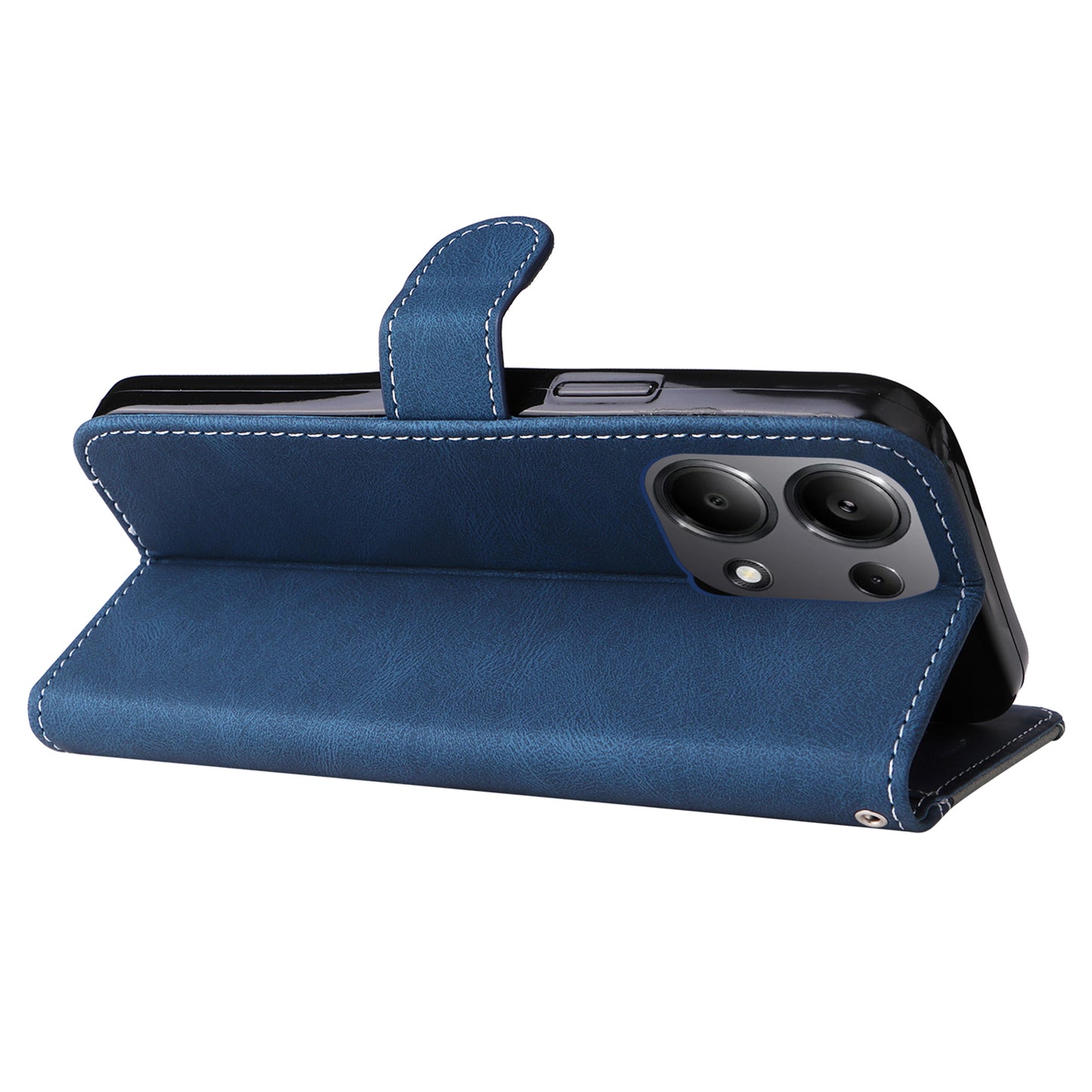 For Xiaomi Redmi Note 13 Pro 4G / Poco M6 Pro 4G Phone Case Three-color Splicing Stand Cover - Blue