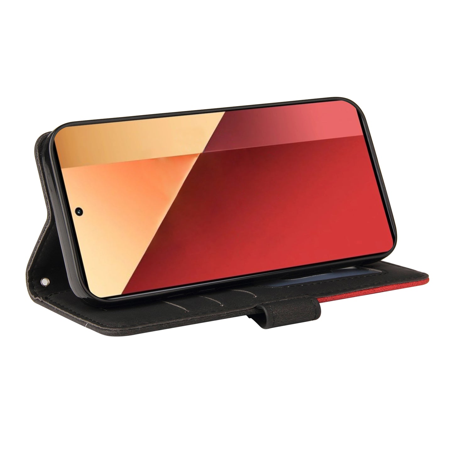 KT Leather Series-1 For Xiaomi Redmi Note 13 Pro 4G / Poco M6 Pro 4G Phone Case Color Splicing Imprinted Lines Shell - Black