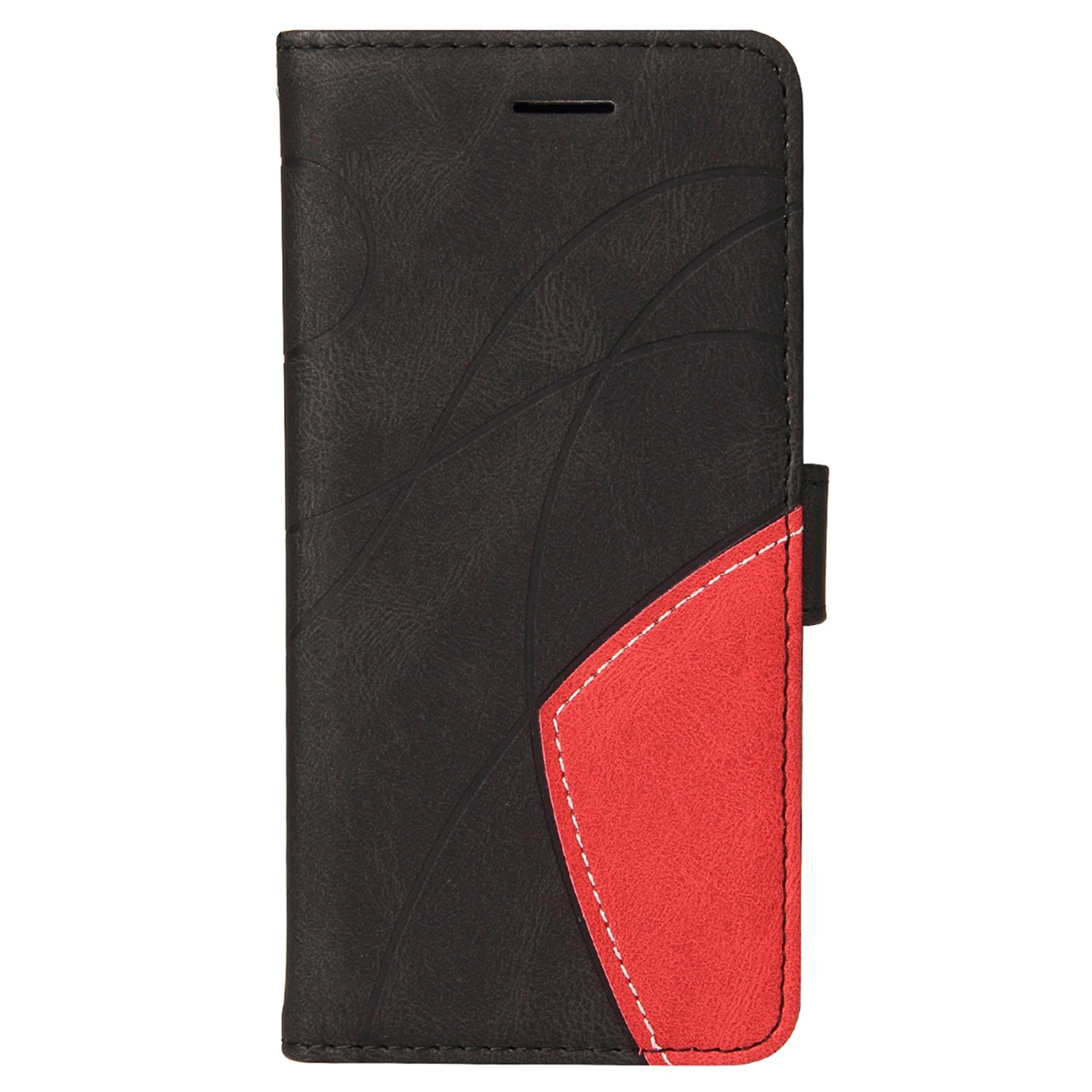 KT Leather Series-1 For Xiaomi Redmi Note 13 Pro 4G / Poco M6 Pro 4G Phone Case Color Splicing Imprinted Lines Shell - Black