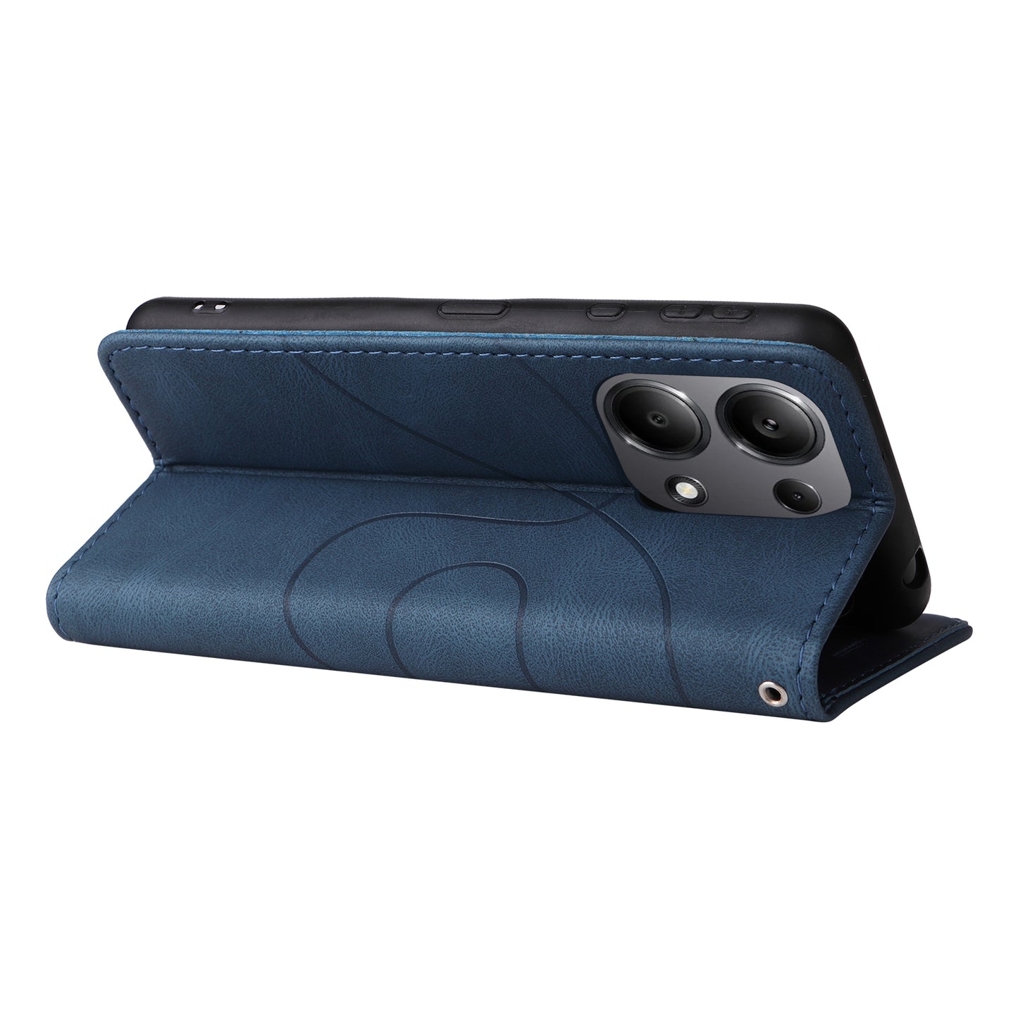 KT Leather Series-1 For Xiaomi Redmi Note 13 Pro 4G / Poco M6 Pro 4G Phone Case Color Splicing Imprinted Lines Shell - Blue