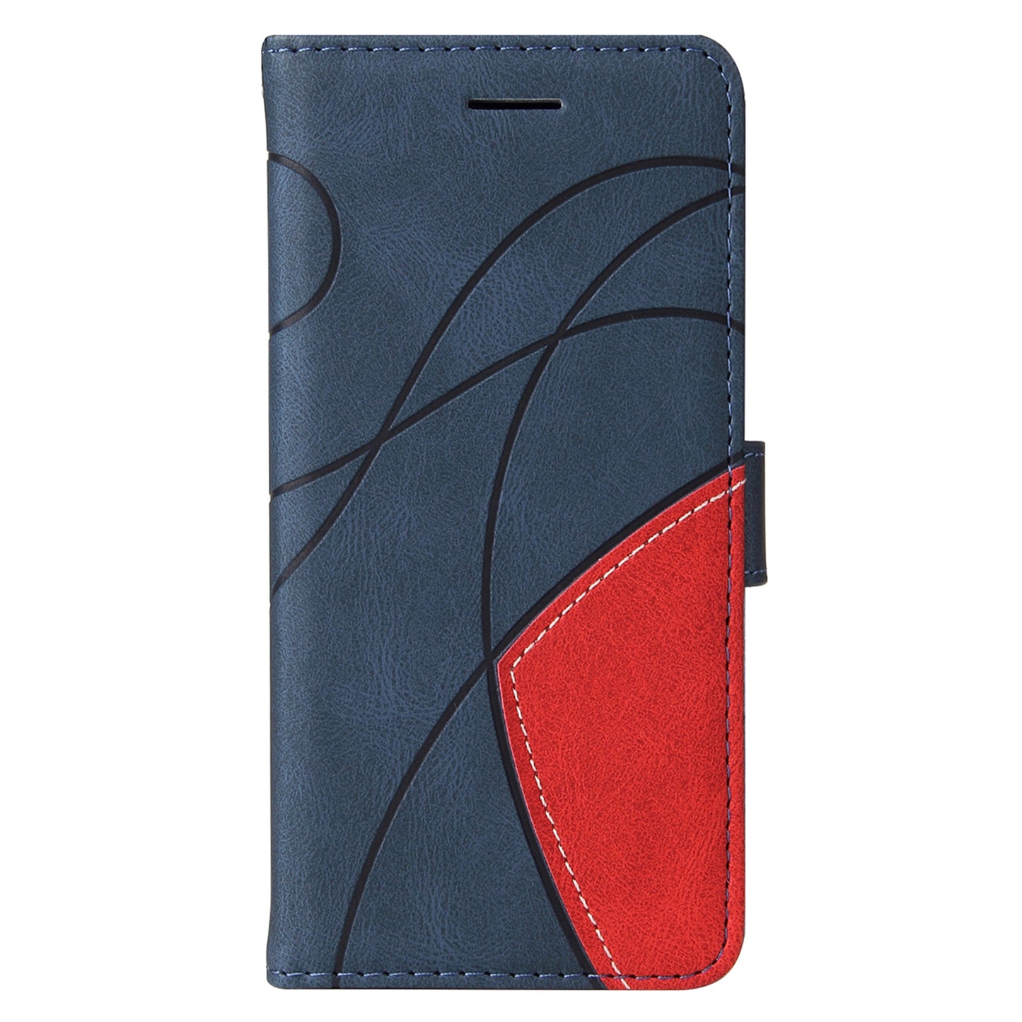 KT Leather Series-1 For Xiaomi Redmi Note 13 Pro 4G / Poco M6 Pro 4G Phone Case Color Splicing Imprinted Lines Shell - Blue