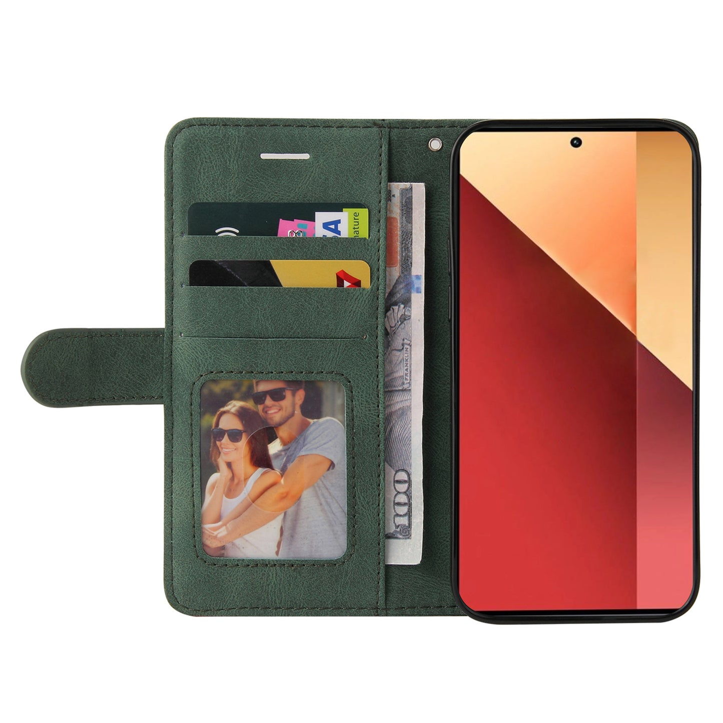 KT Leather Series-1 For Xiaomi Redmi Note 13 Pro 4G / Poco M6 Pro 4G Phone Case Color Splicing Imprinted Lines Shell - Green