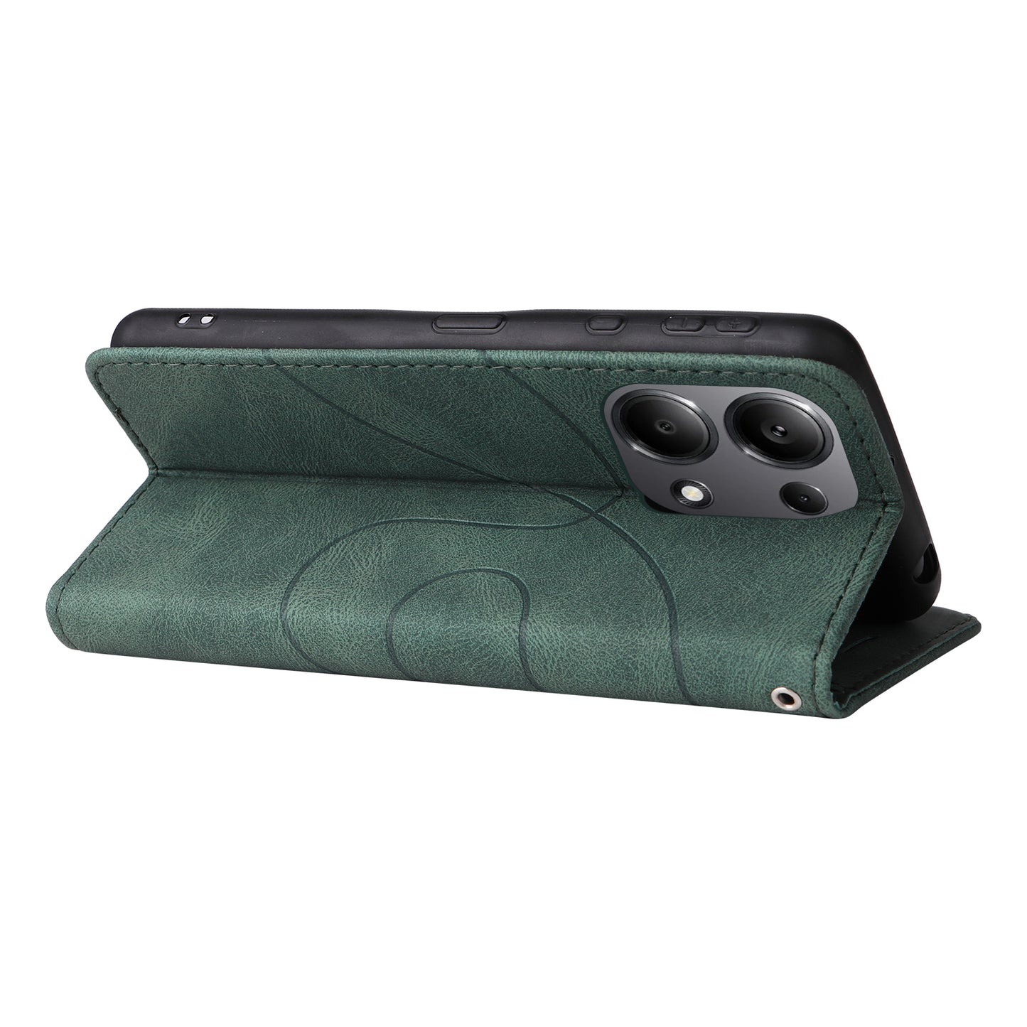 KT Leather Series-1 For Xiaomi Redmi Note 13 Pro 4G / Poco M6 Pro 4G Phone Case Color Splicing Imprinted Lines Shell - Green