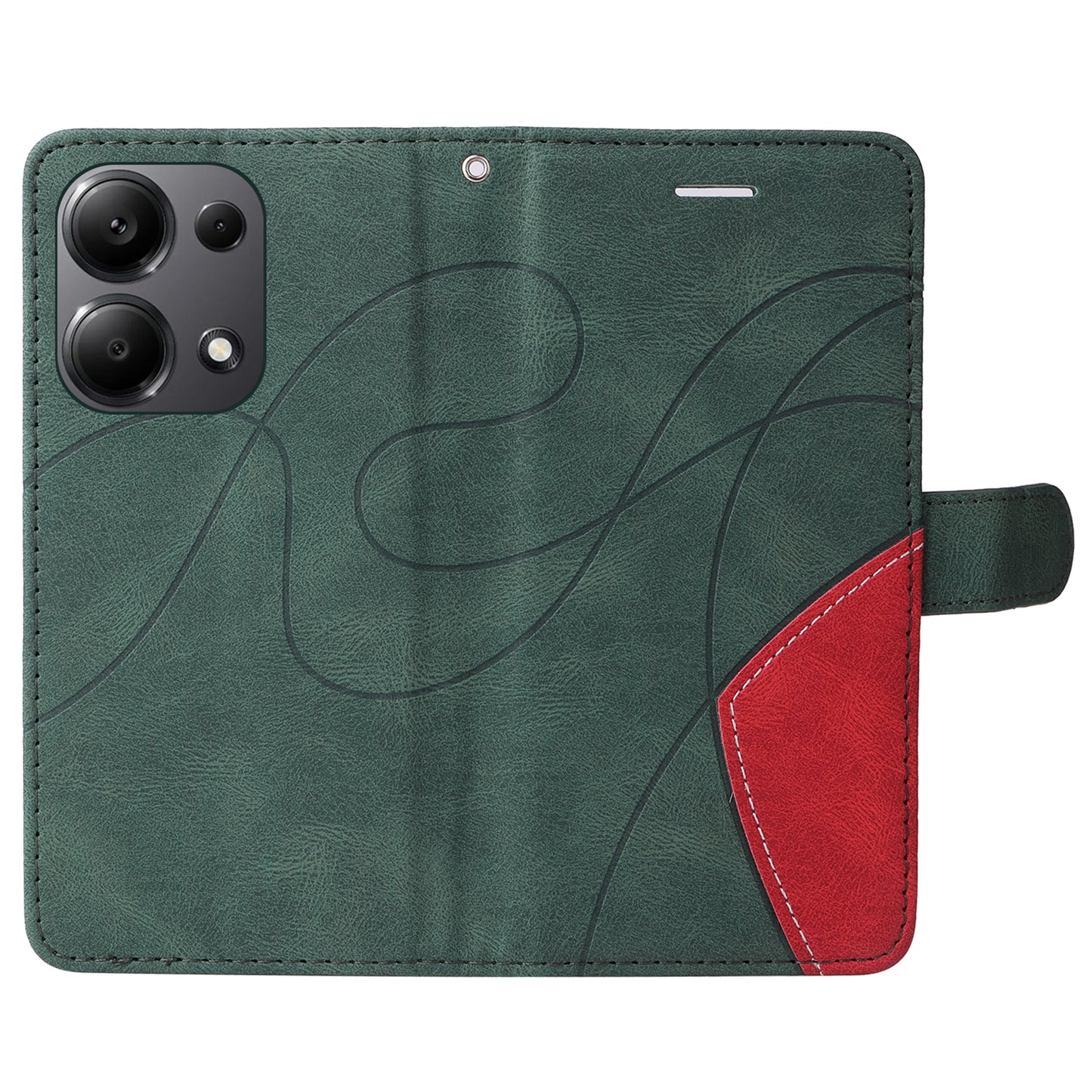 KT Leather Series-1 For Xiaomi Redmi Note 13 Pro 4G / Poco M6 Pro 4G Phone Case Color Splicing Imprinted Lines Shell - Green
