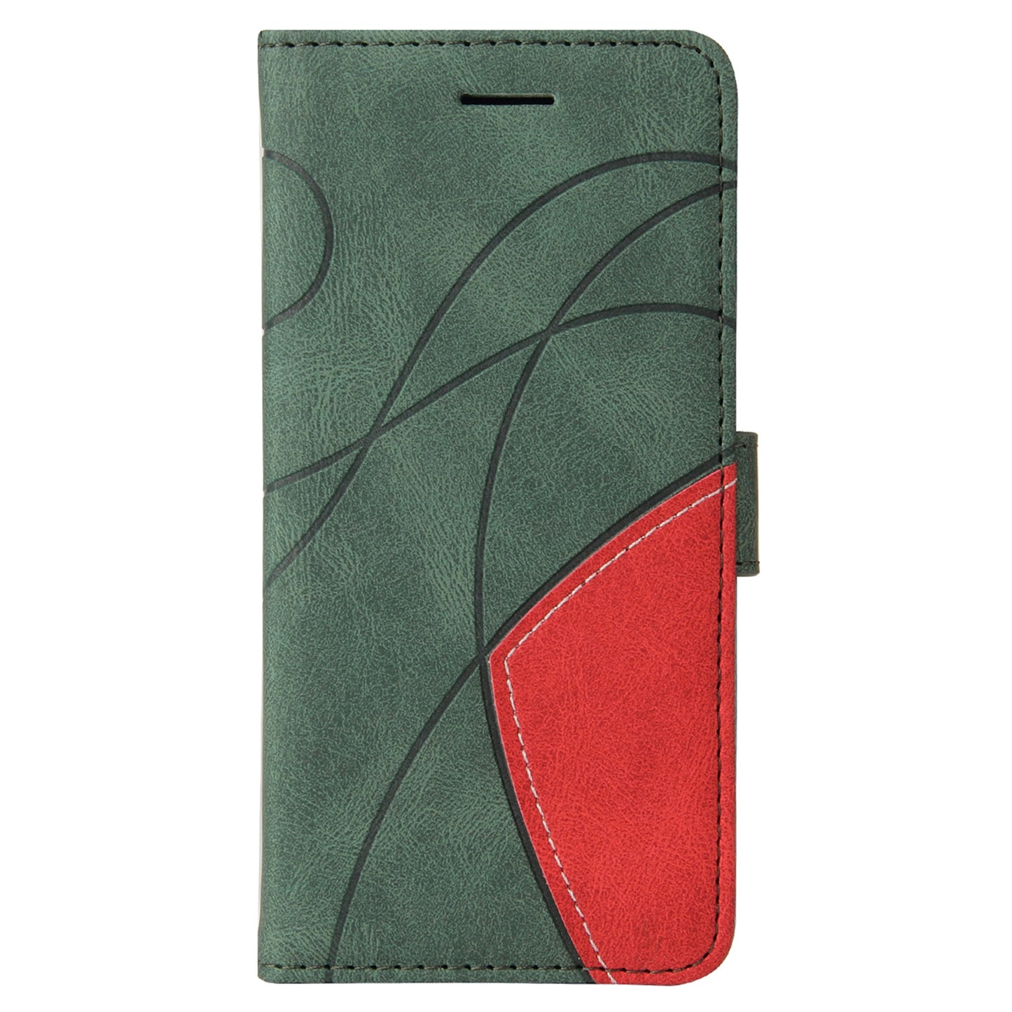 KT Leather Series-1 For Xiaomi Redmi Note 13 Pro 4G / Poco M6 Pro 4G Phone Case Color Splicing Imprinted Lines Shell - Green