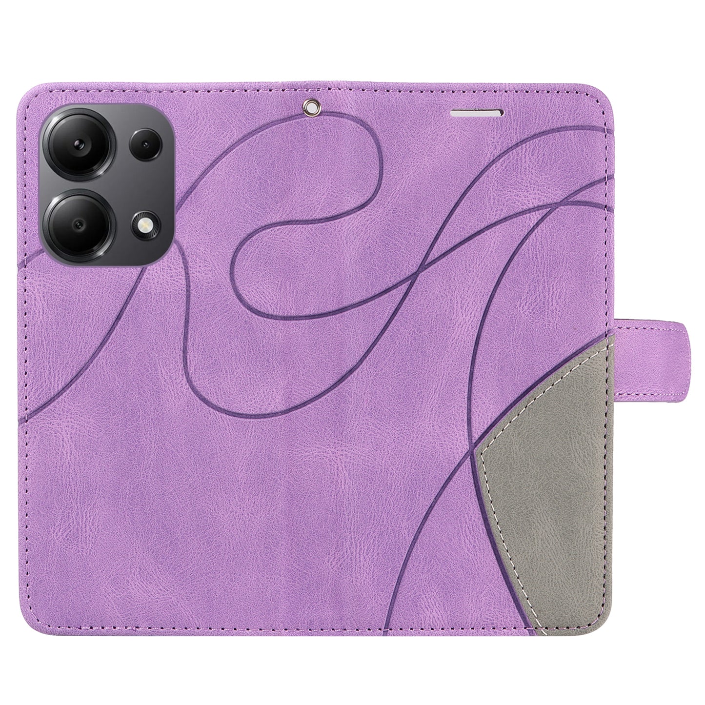 KT Leather Series-1 For Xiaomi Redmi Note 13 Pro 4G / Poco M6 Pro 4G Phone Case Color Splicing Imprinted Lines Shell - Light Purple