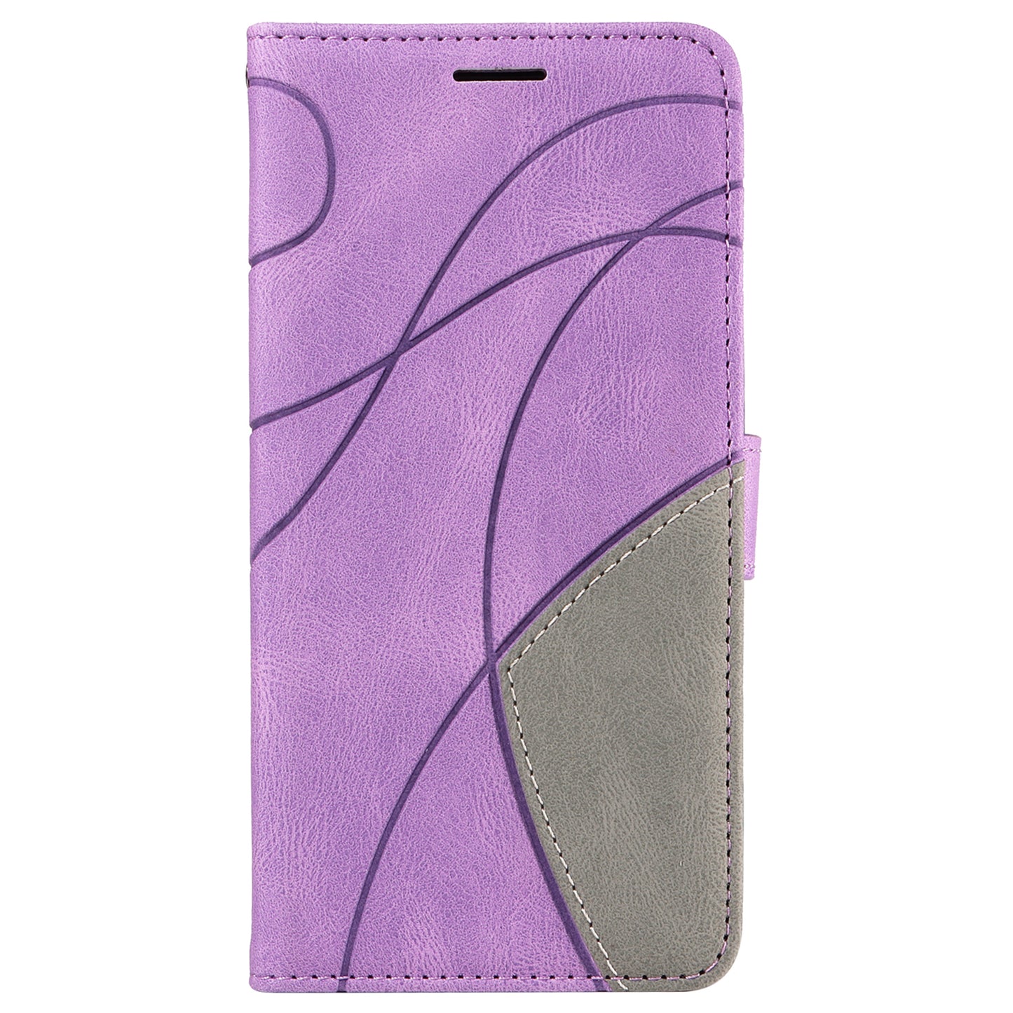 KT Leather Series-1 For Xiaomi Redmi Note 13 Pro 4G / Poco M6 Pro 4G Phone Case Color Splicing Imprinted Lines Shell - Light Purple