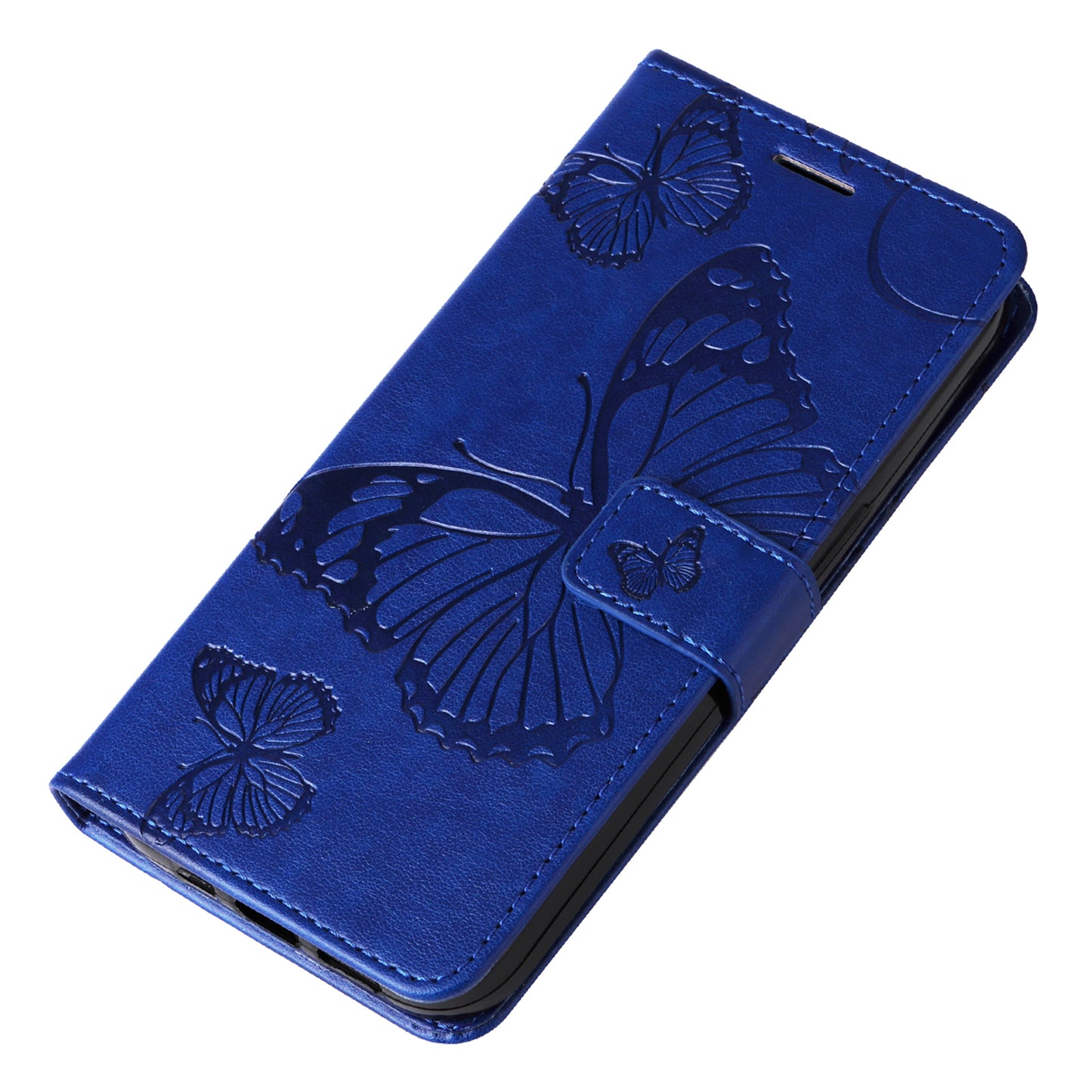 KT Imprinting Flower Series-2 For Xiaomi Redmi Note 13 Pro 4G / Poco M6 Pro 4G Case with Wrist Strap Leather Cover - Blue