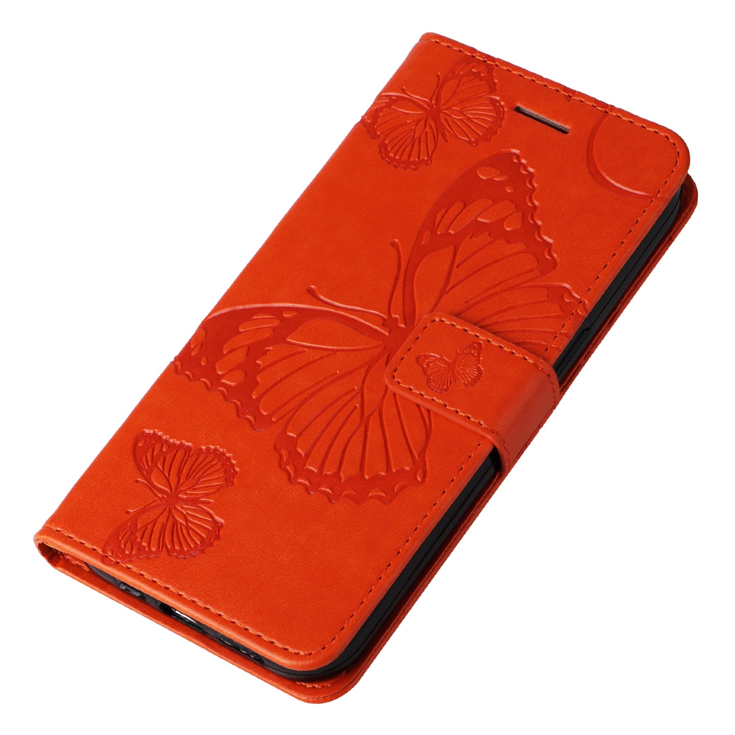 KT Imprinting Flower Series-2 For Xiaomi Redmi Note 13 Pro 4G / Poco M6 Pro 4G Case with Wrist Strap Leather Cover - Orange