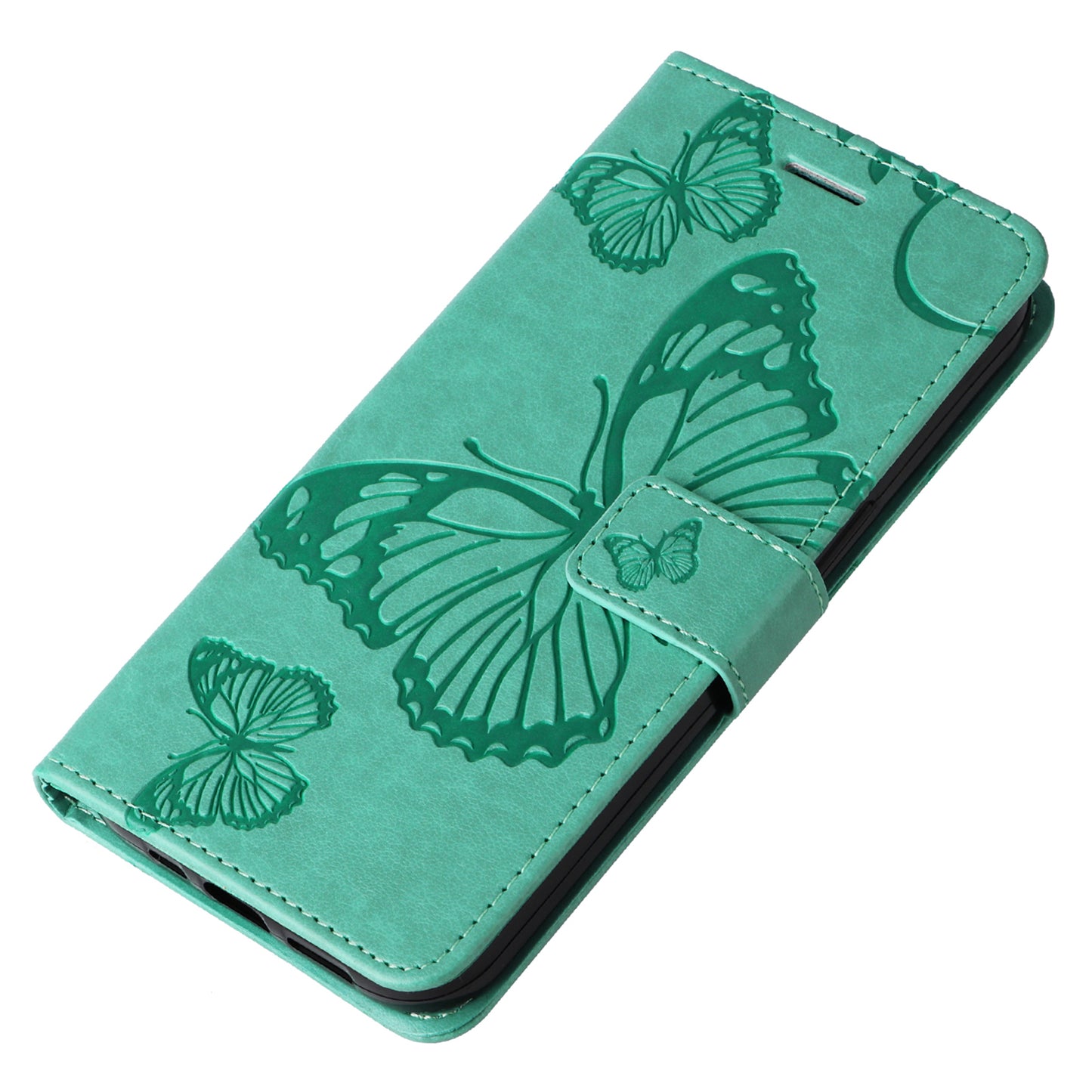 KT Imprinting Flower Series-2 For Xiaomi Redmi Note 13 Pro 4G / Poco M6 Pro 4G Case with Wrist Strap Leather Cover - Green
