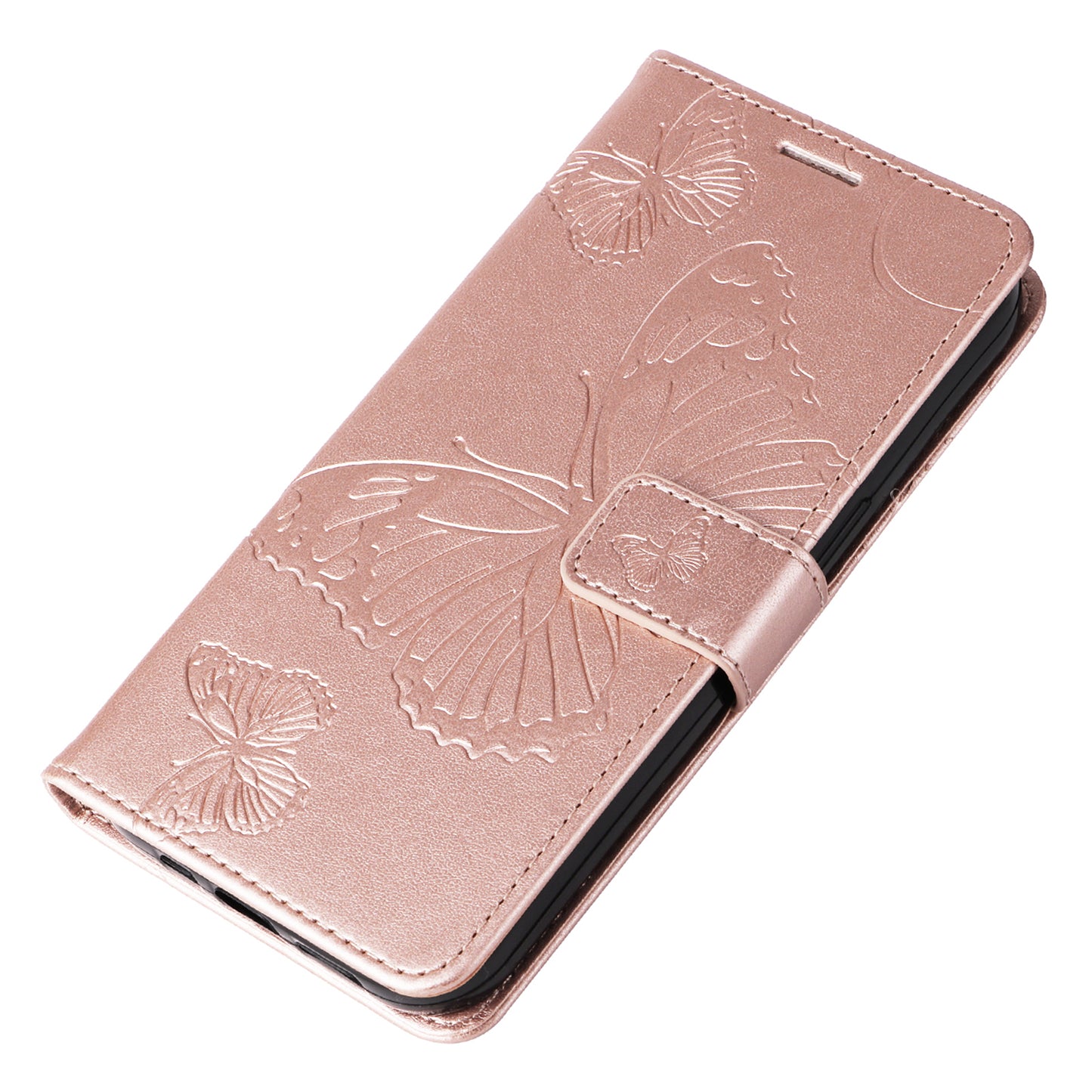 KT Imprinting Flower Series-2 For Xiaomi Redmi Note 13 Pro 4G / Poco M6 Pro 4G Case with Wrist Strap Leather Cover - Rose Gold