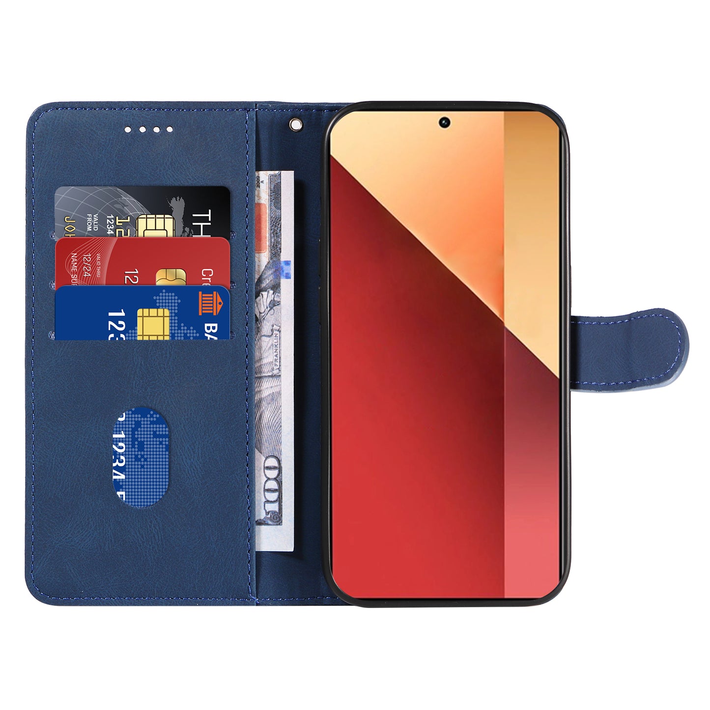 For Xiaomi Redmi Note 13 Pro 4G / Poco M6 Pro 4G Case Imprinted Curved Line Leather Cover - Blue