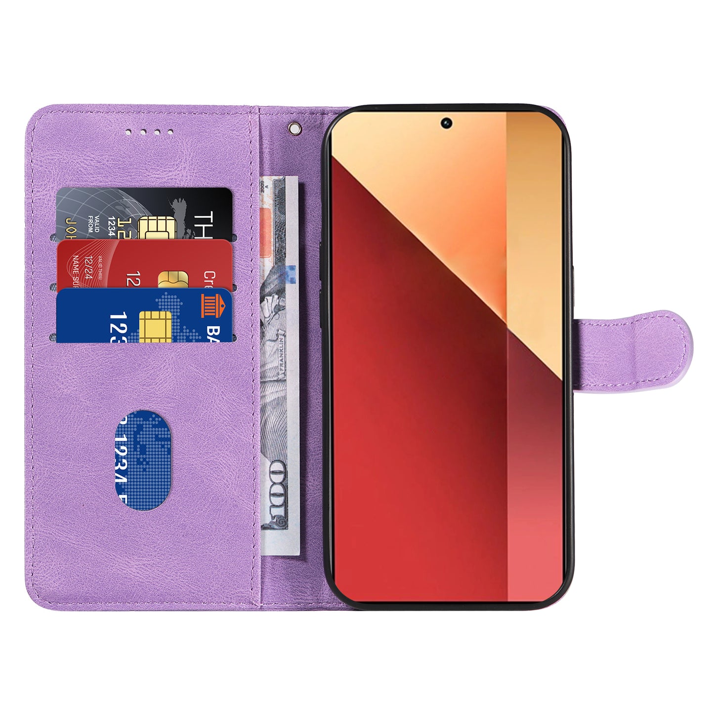 For Xiaomi Redmi Note 13 Pro 4G / Poco M6 Pro 4G Case Imprinted Curved Line Leather Cover - Light Purple