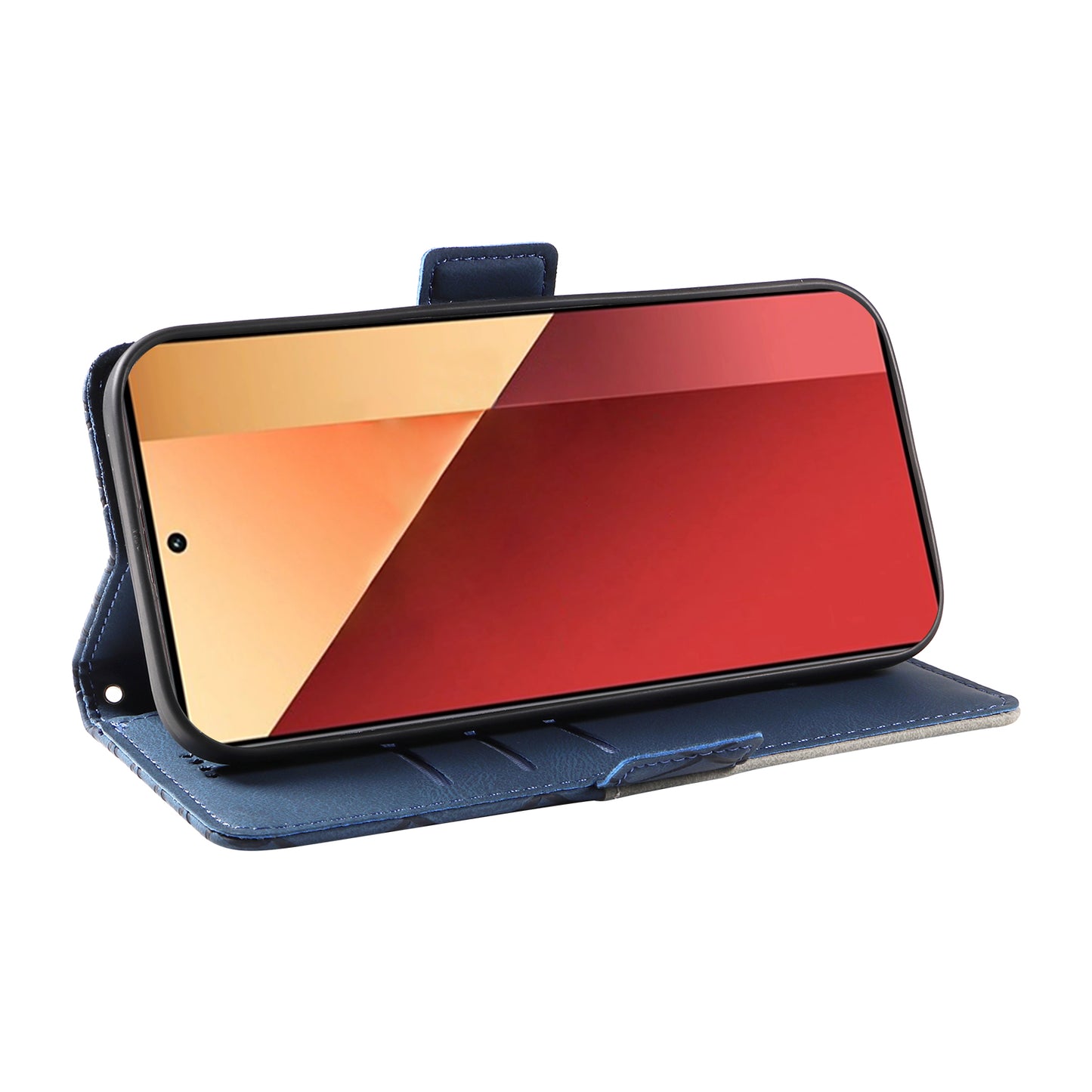 For Xiaomi Redmi Note 13 Pro 4G / Poco M6 Pro 4G Magnetic Case Leather Wallet Cover with Rhombus Pattern - Blue