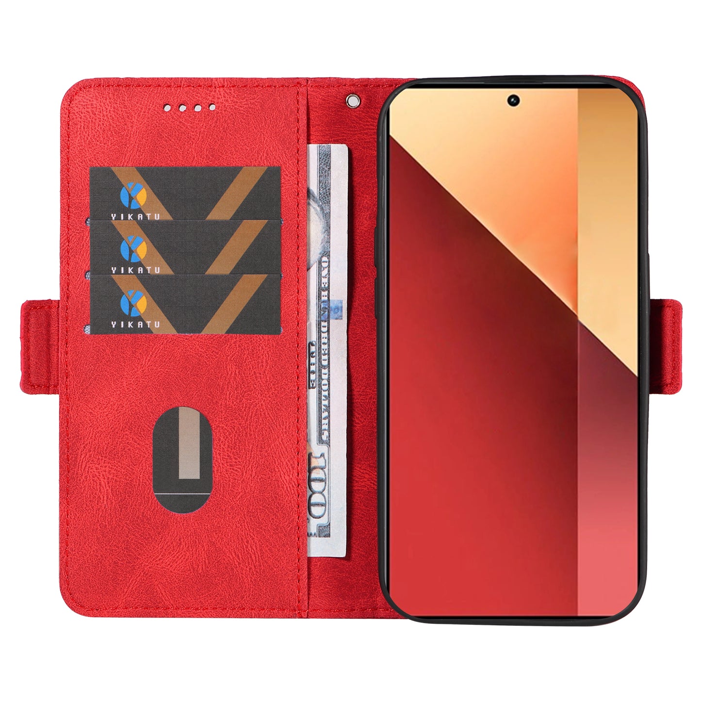 For Xiaomi Redmi Note 13 Pro 4G / Poco M6 Pro 4G Magnetic Case Leather Wallet Cover with Rhombus Pattern - Red